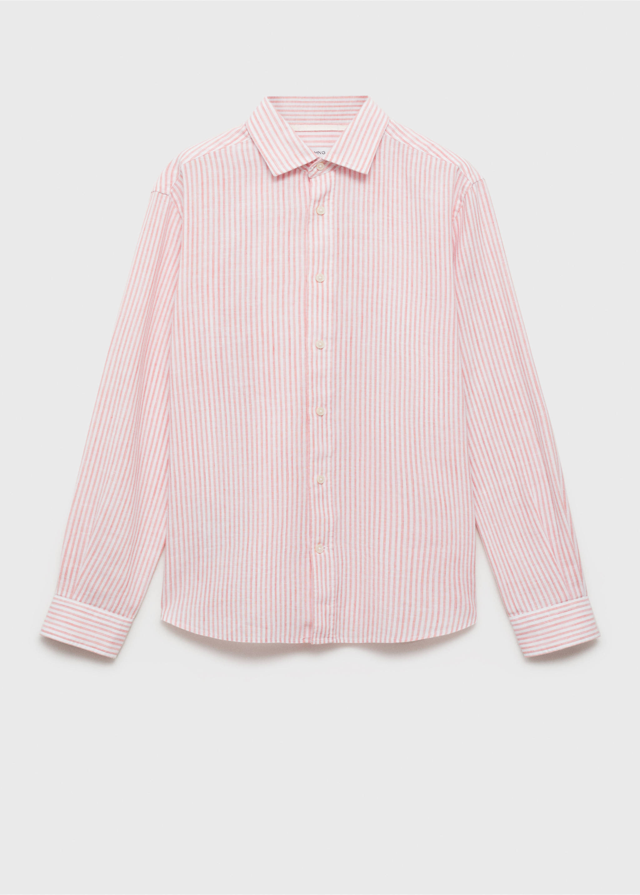 Regular fit striped linen shirt - Article without model, Light Pink. Ref: 87095927-00.