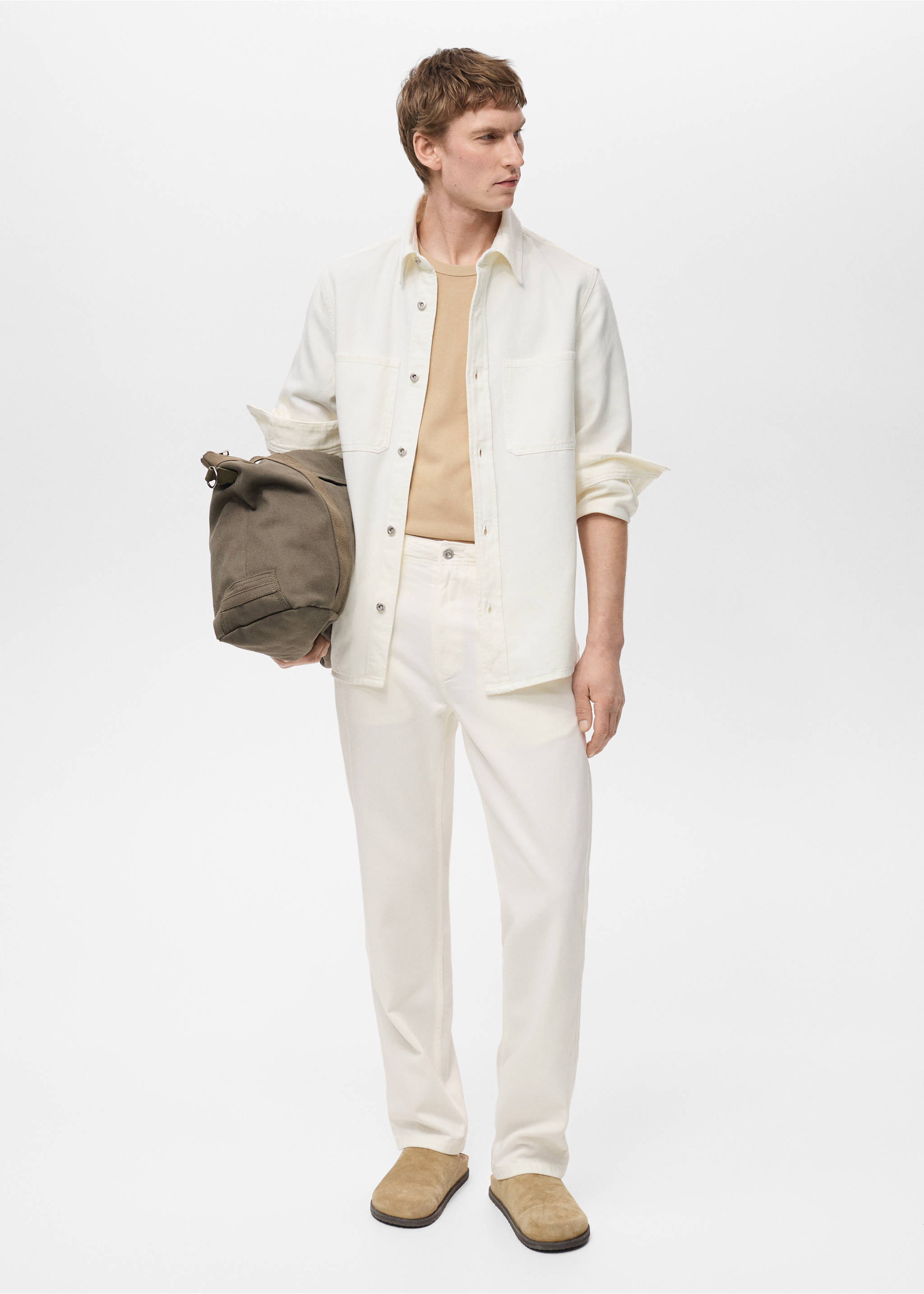 Jeans lyocell regular fit - Plano general, Blanco roto. Ref: 87095929-00.