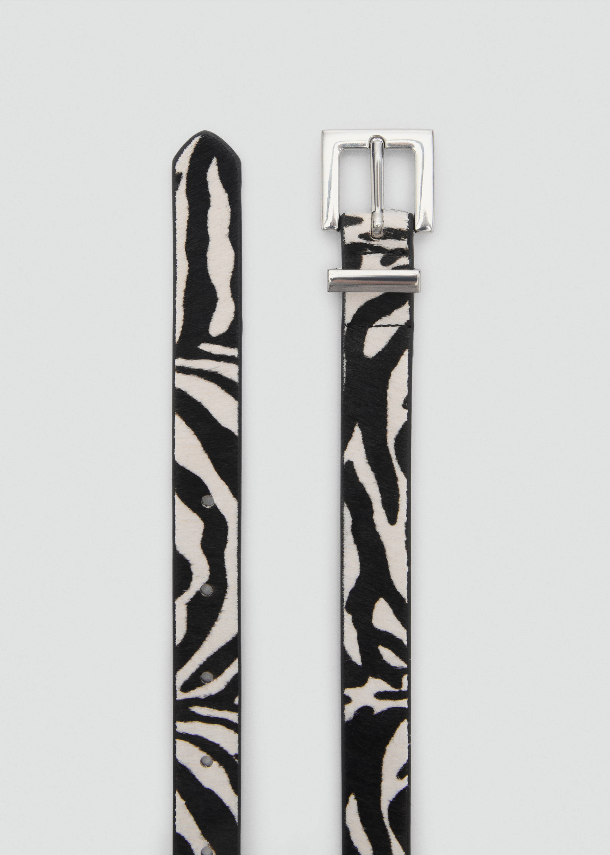 Zebra-print fur belt - Medium plane, Black. Ref: 87095933-00.