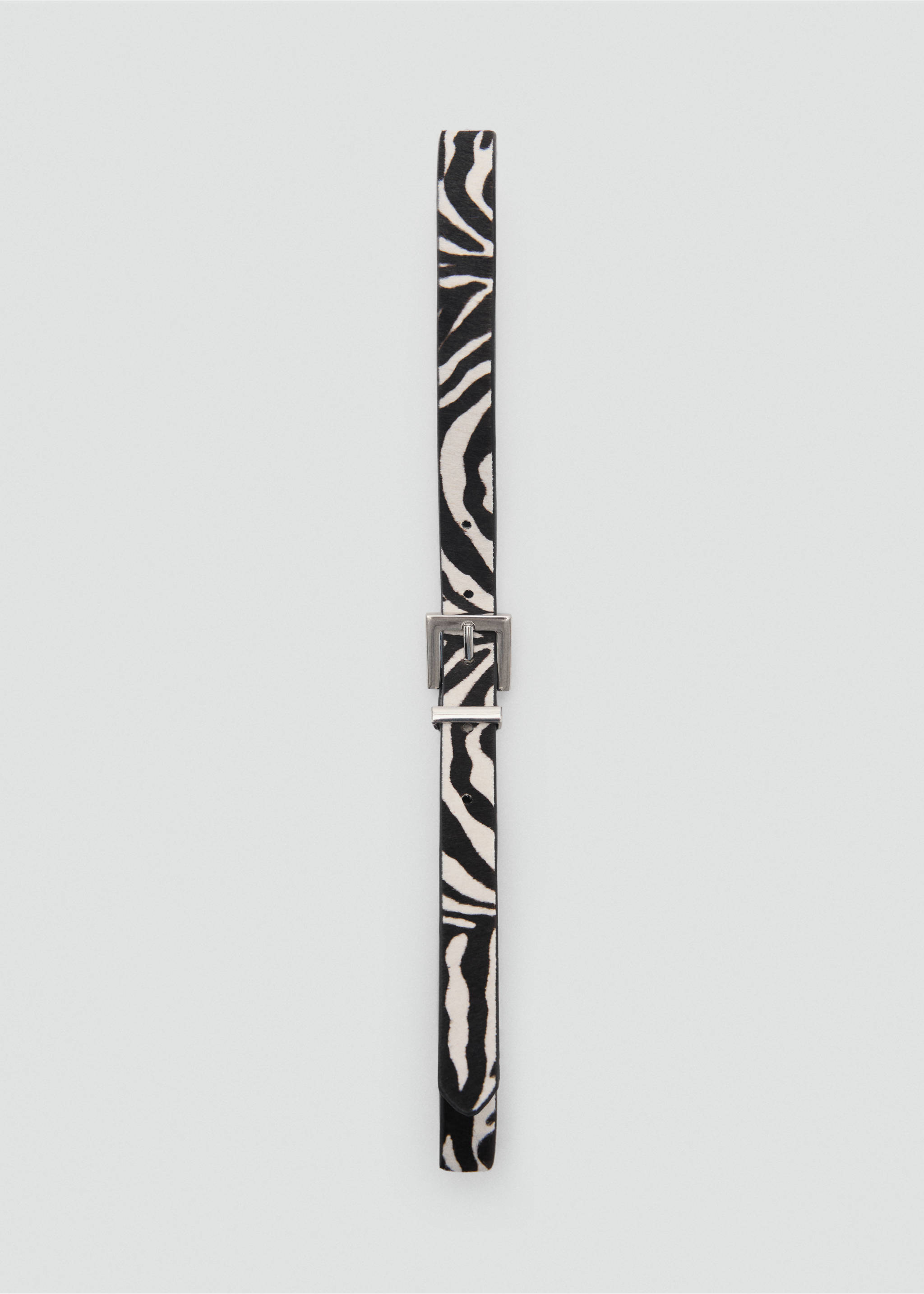 Zebra-print fur belt - Details of the article 2, Black. Ref: 87095933-00.