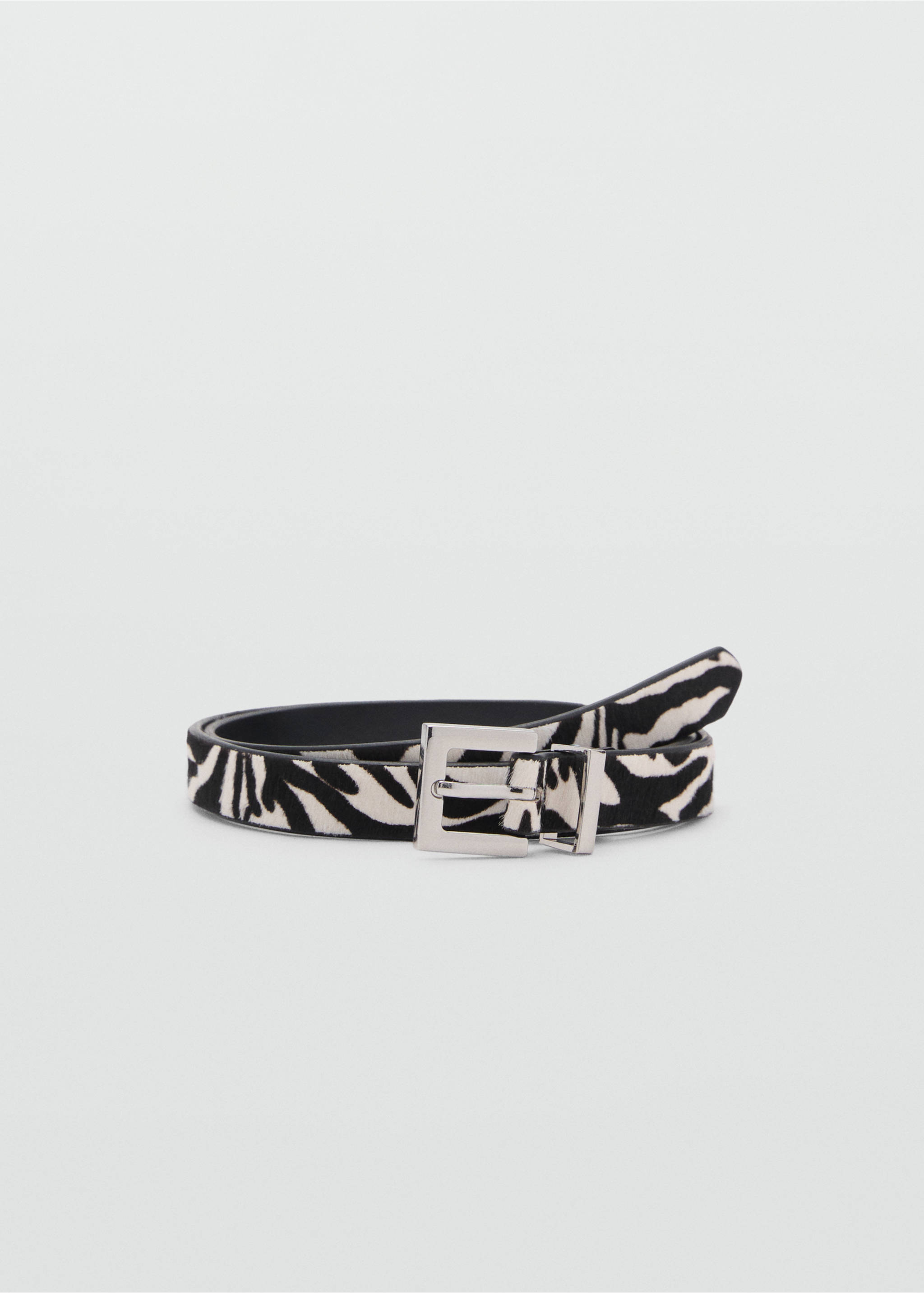 Zebra-print fur belt - Article without model, Black. Ref: 87095933-00.