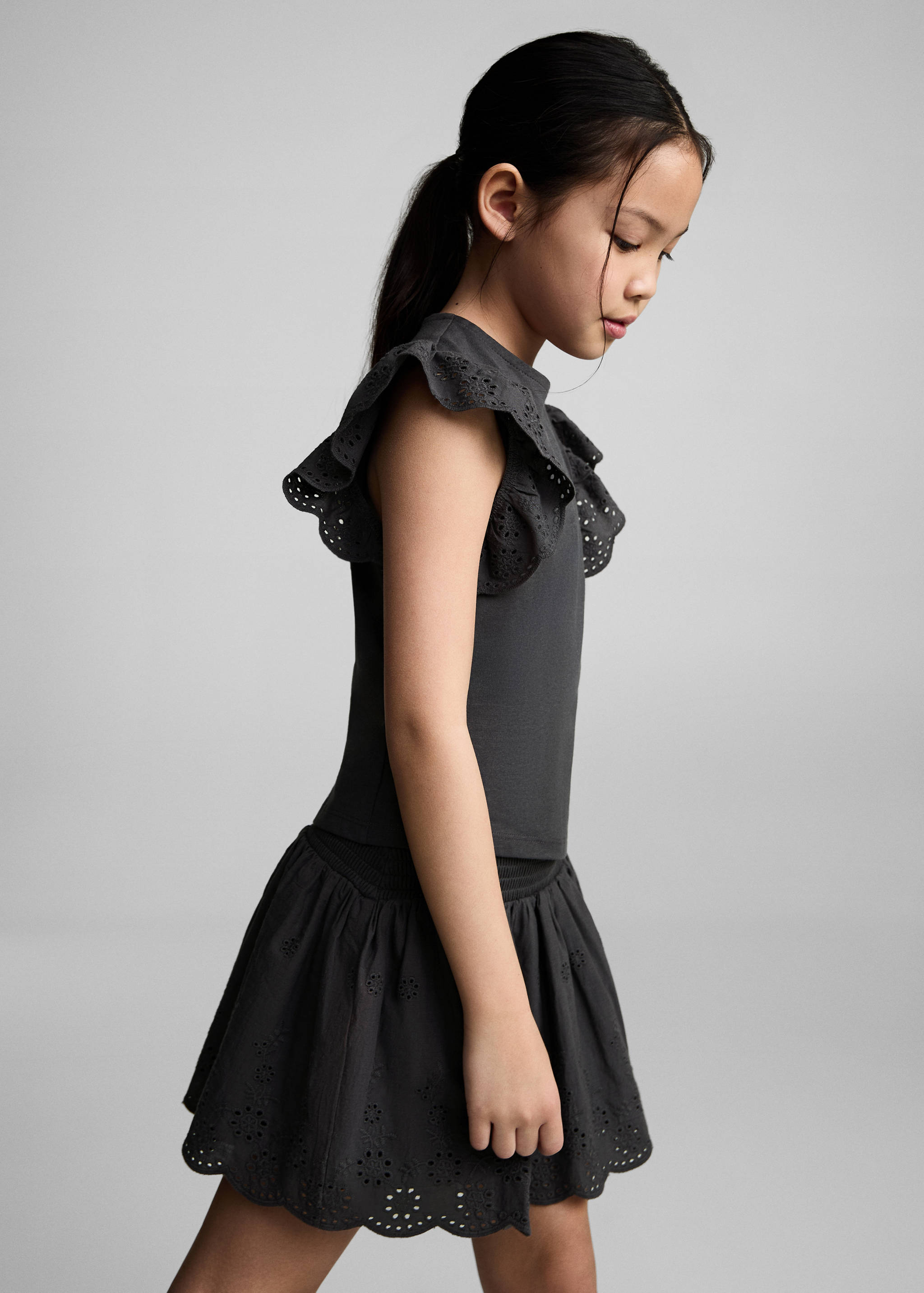 Rok met ruches en broderie anglaise - Middenvlak