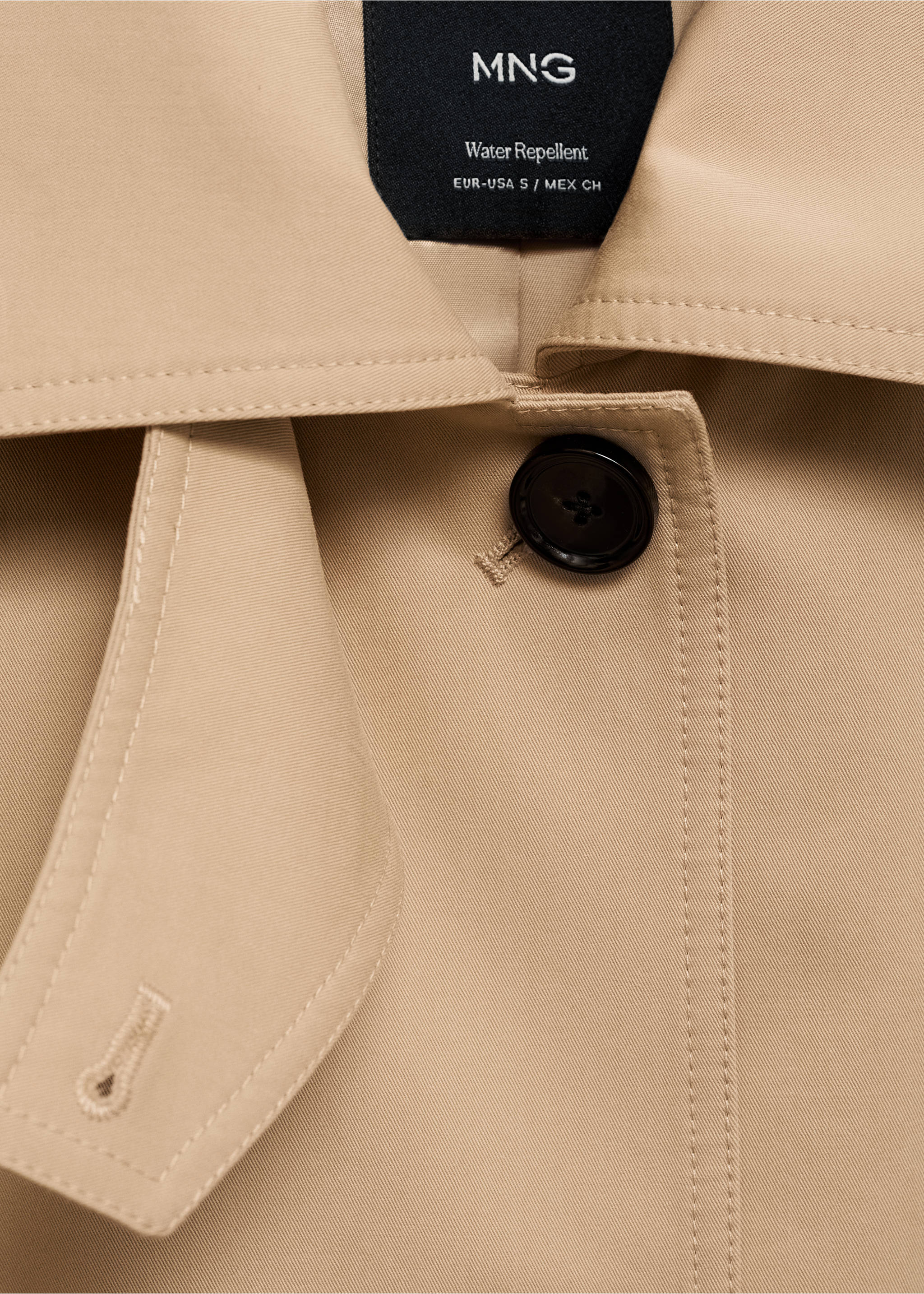 Long trench coat with belt - Details of the article 8, Medium Brown. Ref: 87095948-00.