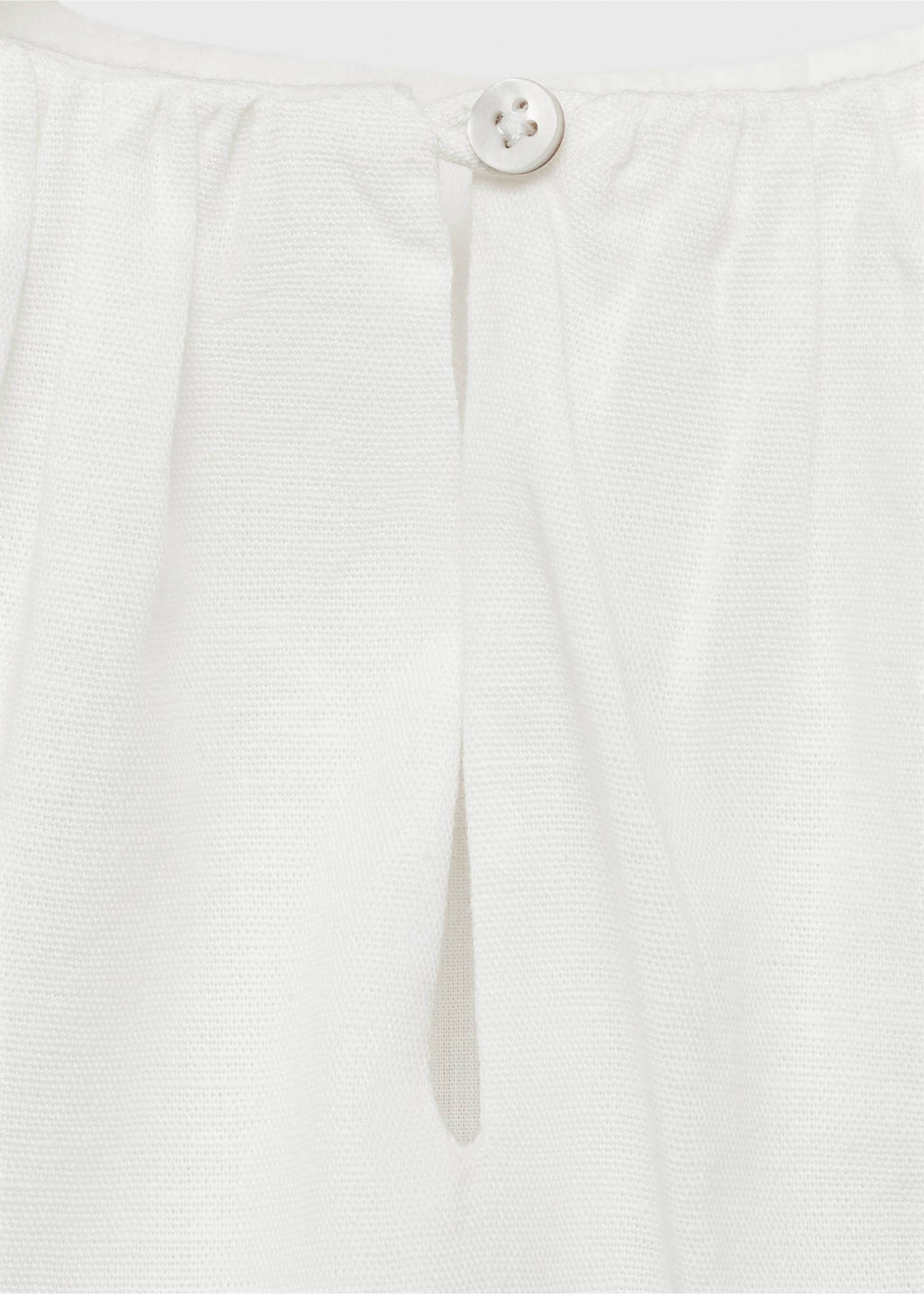 Embroidered puff-sleeve blouse - Details of the article 0, White. Ref: 87095951-00.