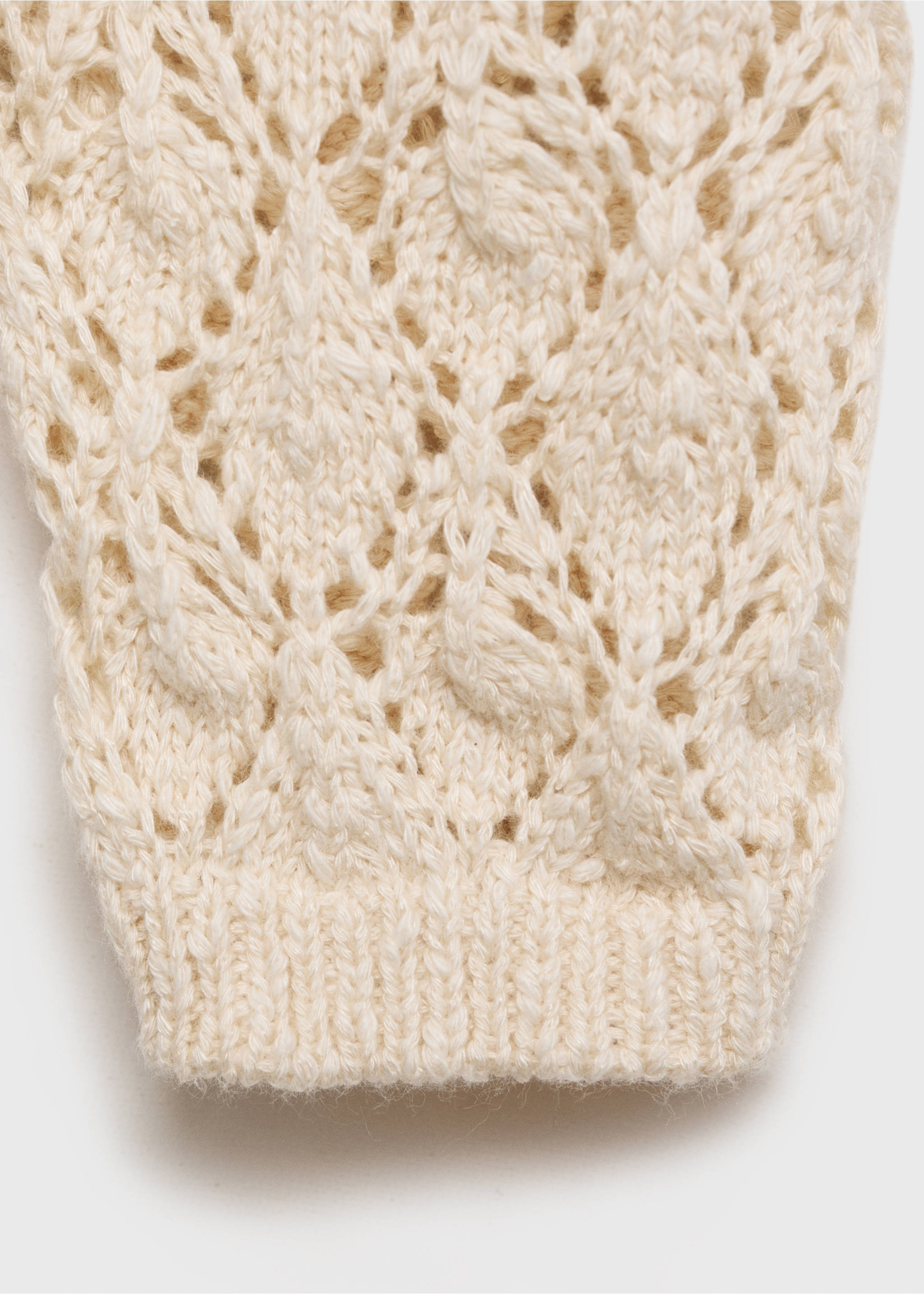 Openwork knit cardigan - Details of the article 0, Sand. Ref: 87095953-00.