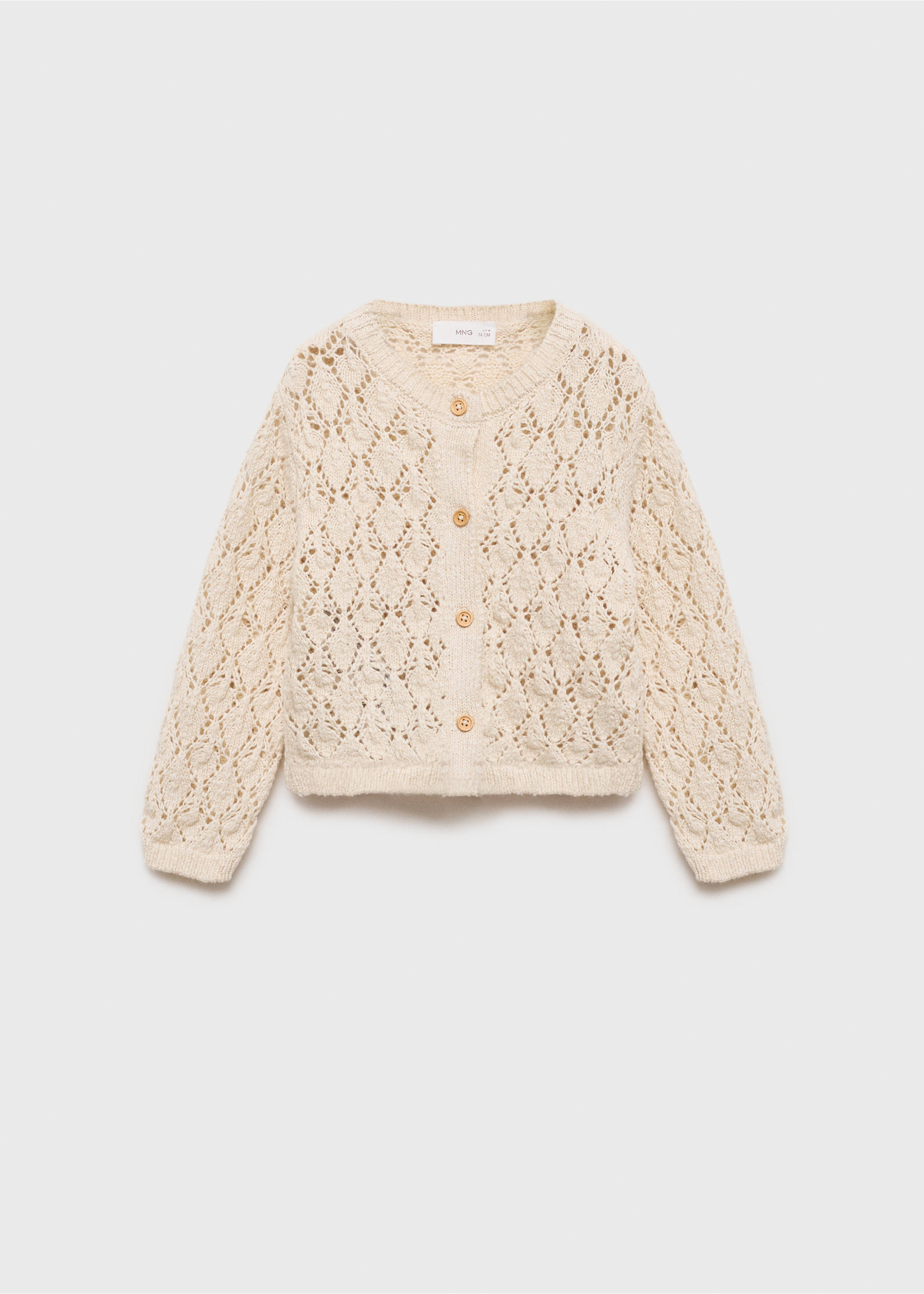Openwork knit cardigan - Article without model, Sand. Ref: 87095953-00.