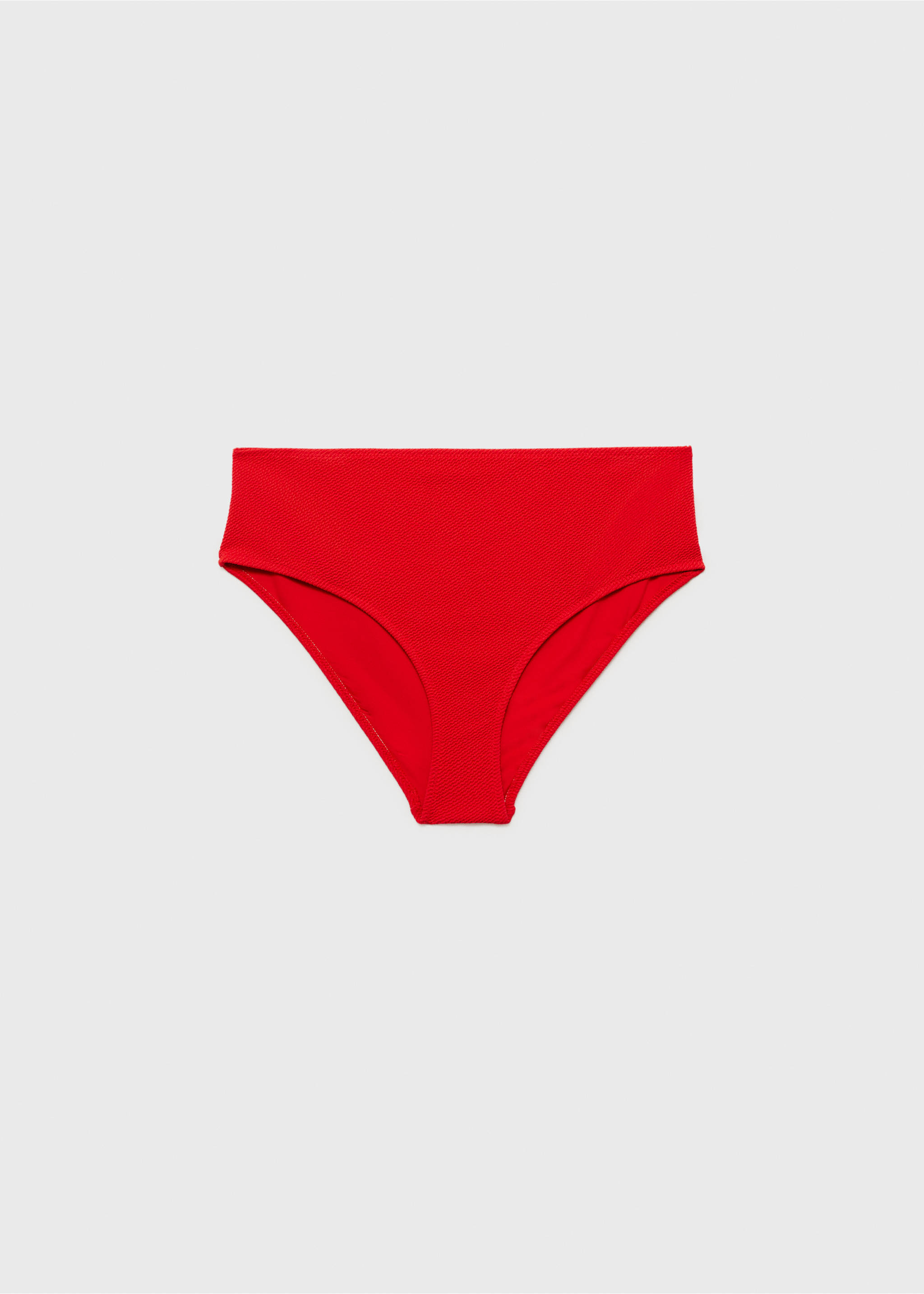 Culotte bikini taille haute côtelée - Article sans modèle, Rouge. Ref: 87095959-00.