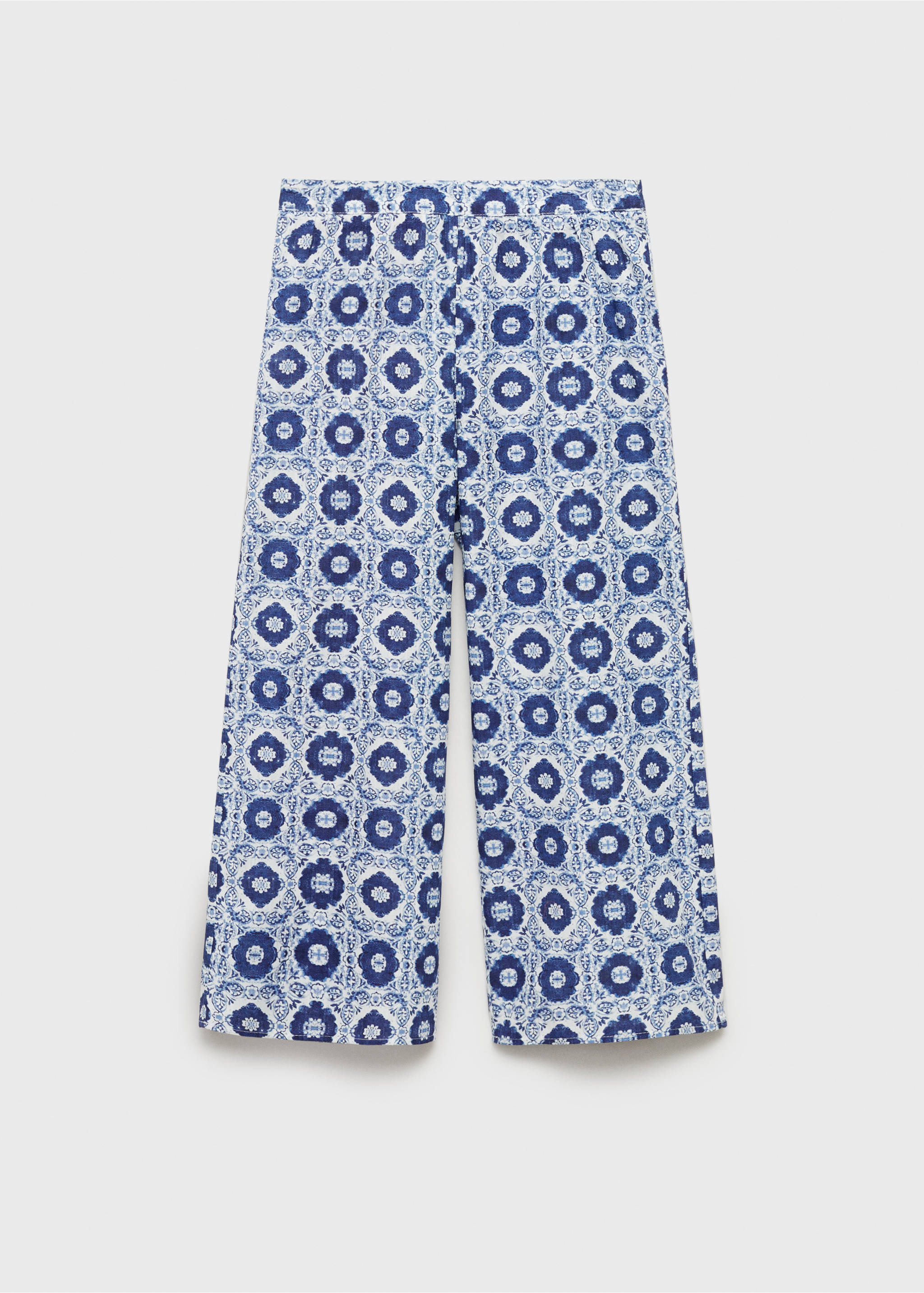 Printed straight pants - Article without model, Blue. Ref: 87095961-00.