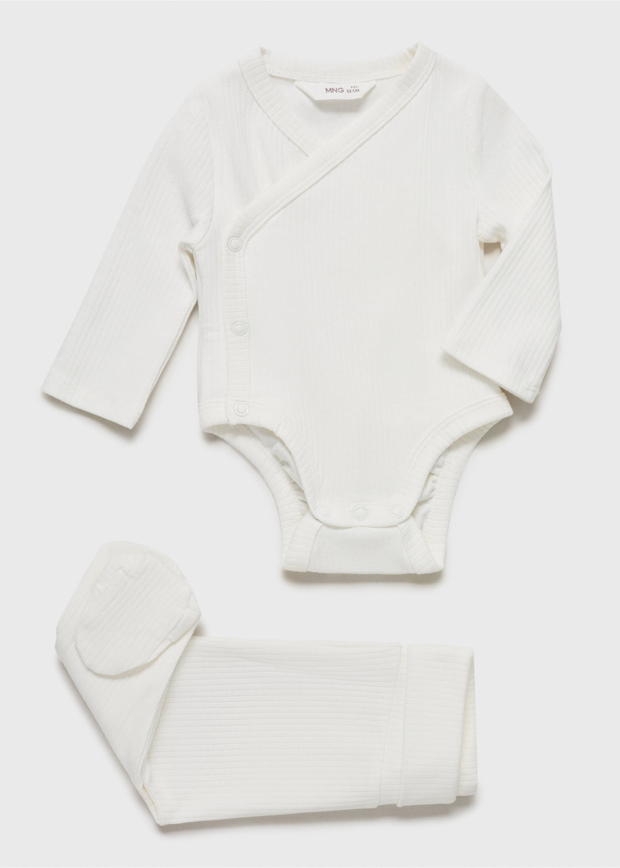 V-neck bodysuit with buttons - Details of the article 0, Off White. Ref: 87095968-00.