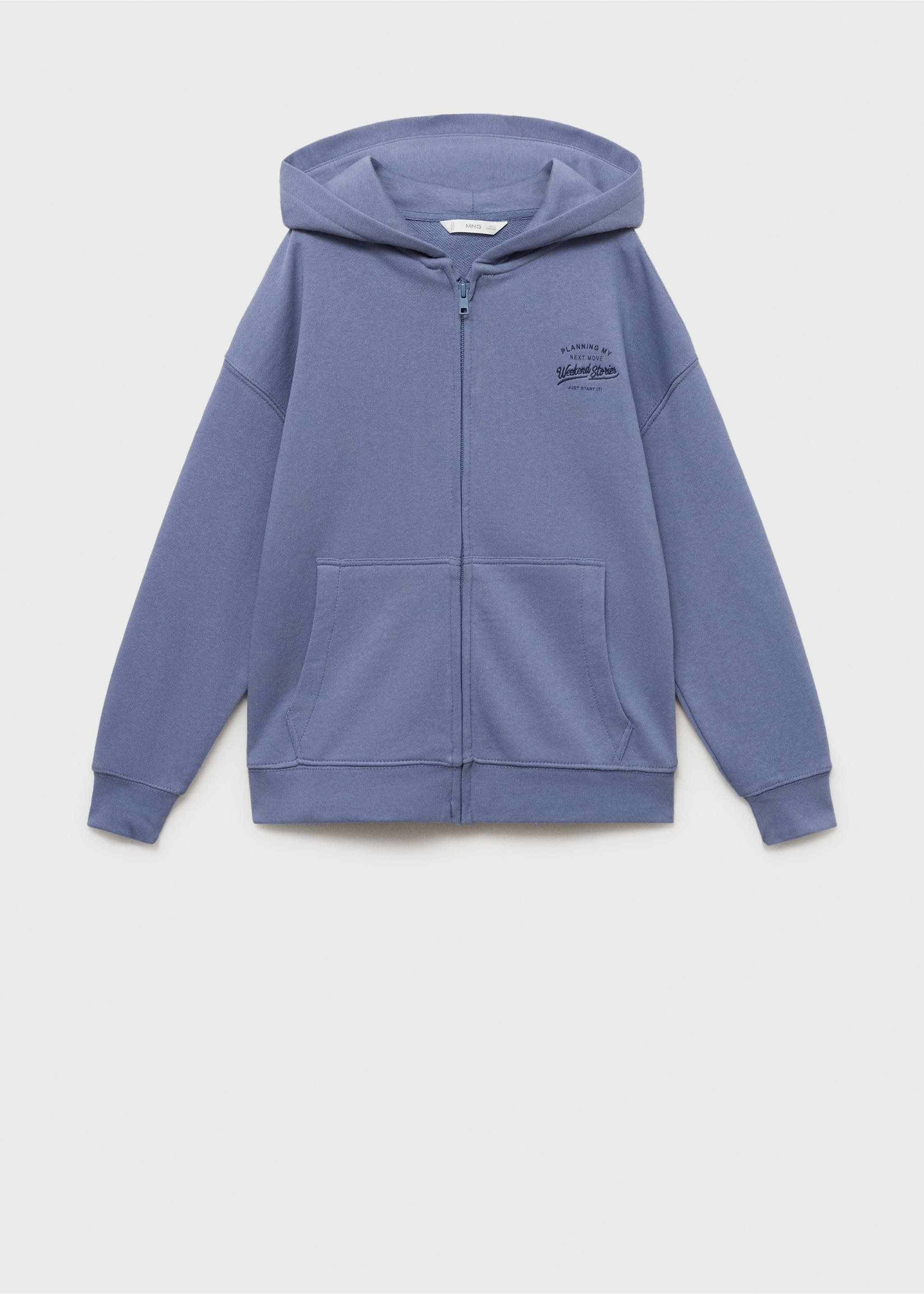 Sweatshirt with open hood - Article without model, Blue. Ref: 87095977-00.