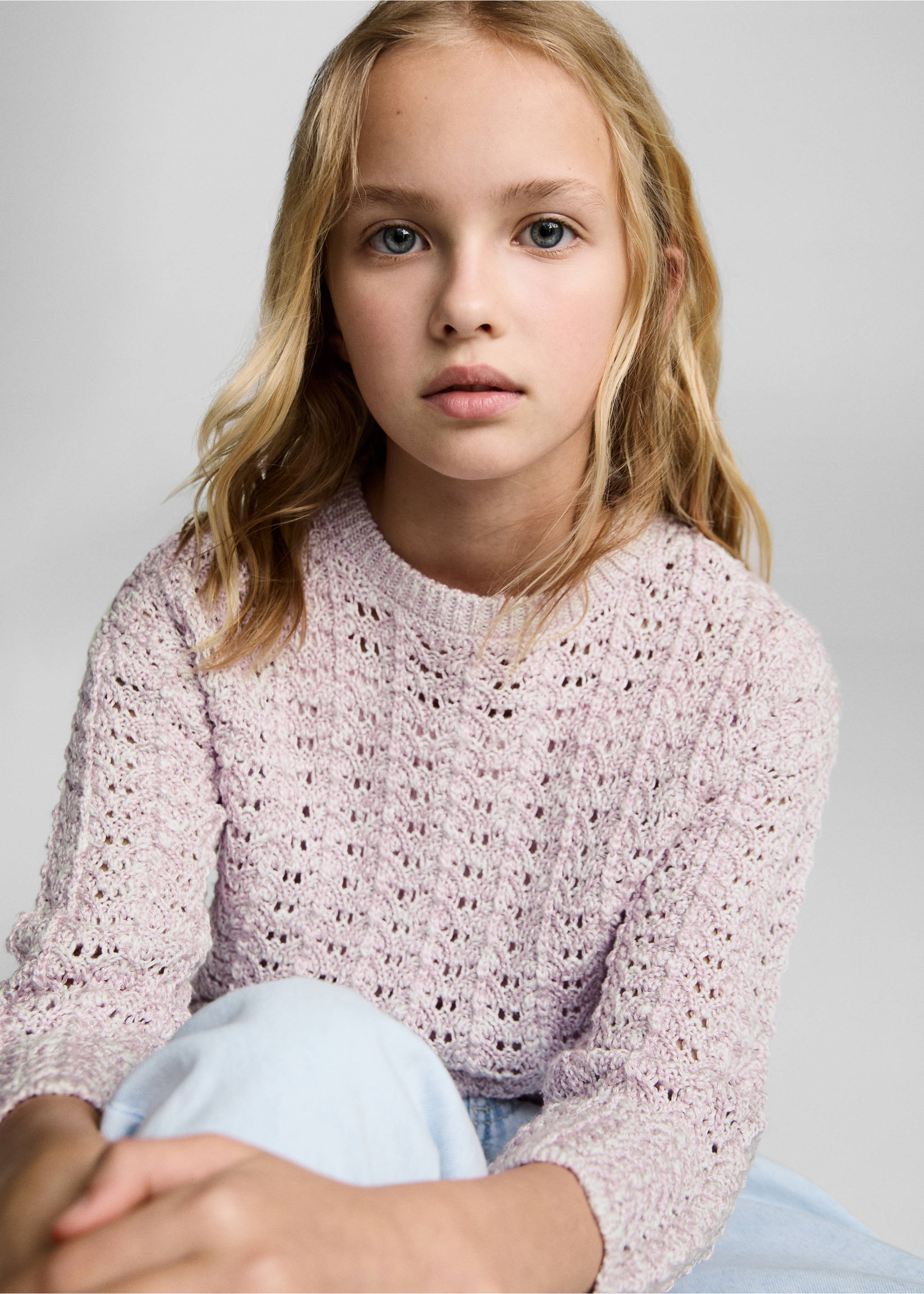 Pullover mit Lochstrickmuster - Detail des Artikels 1, Helllila/Pastelllila. Ref: 87095979-00.