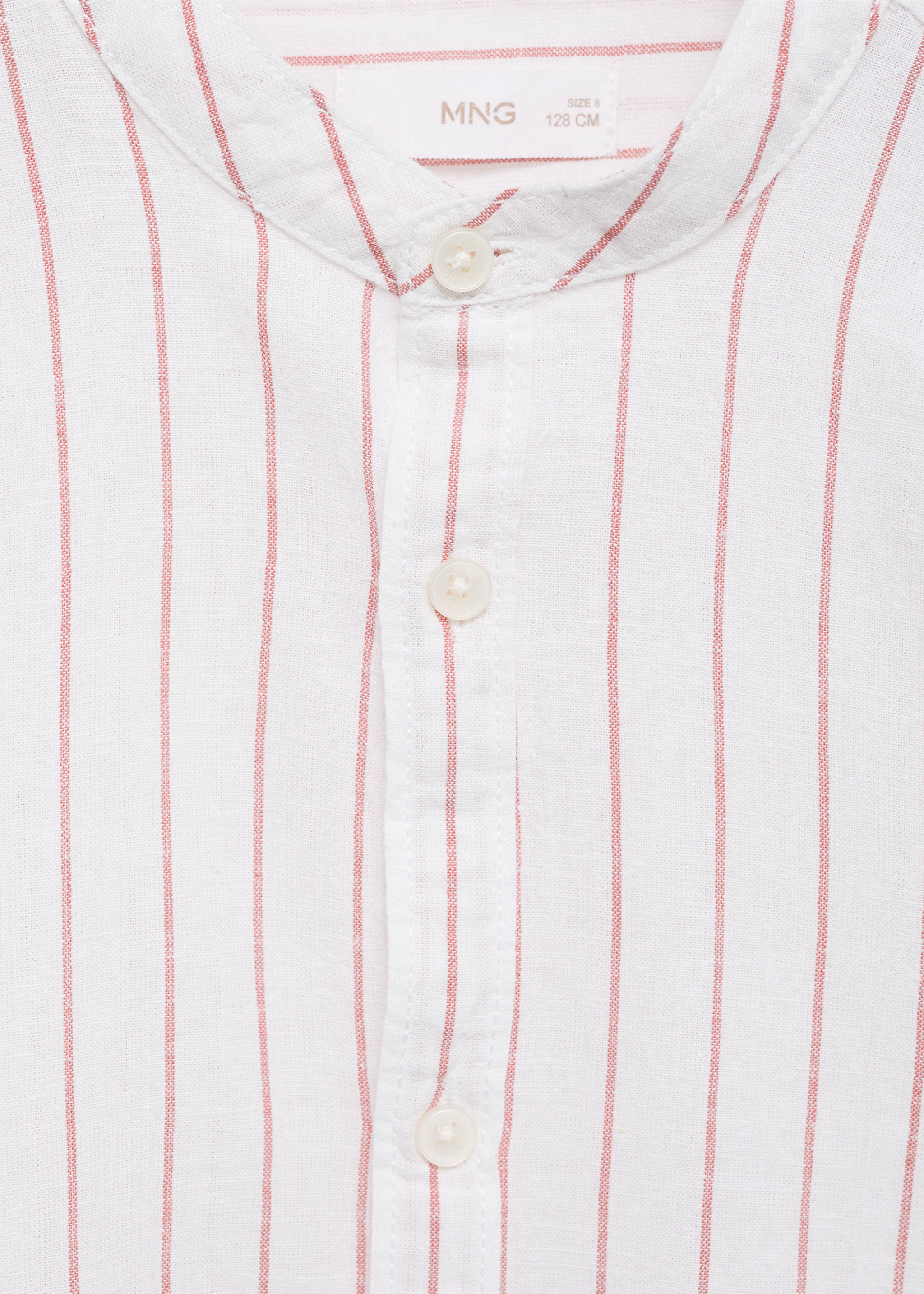 Streifenhemd mit Mao-Kragen - Detail des Artikels 8, Dunkelorange. Ref: 87095981-00.