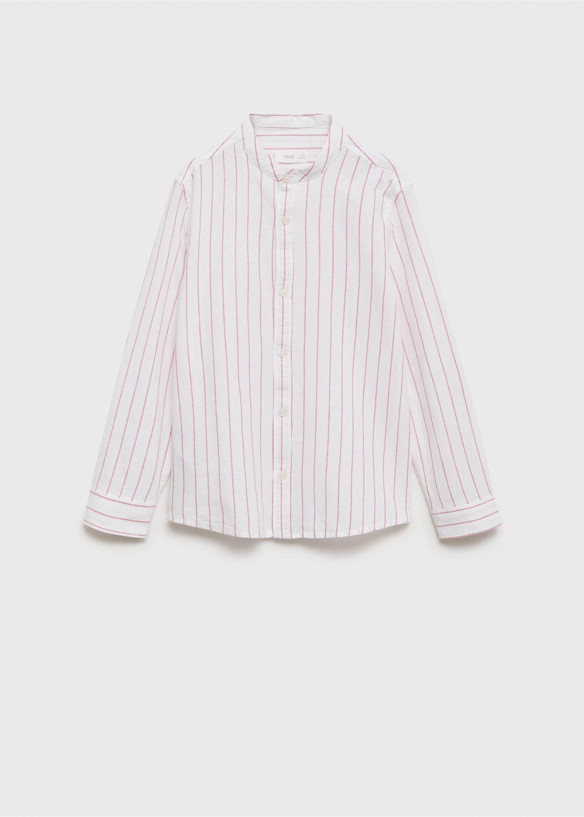 Striped Mao collar shirt - Article without model, Dark Orange. Ref: 87095981-00.