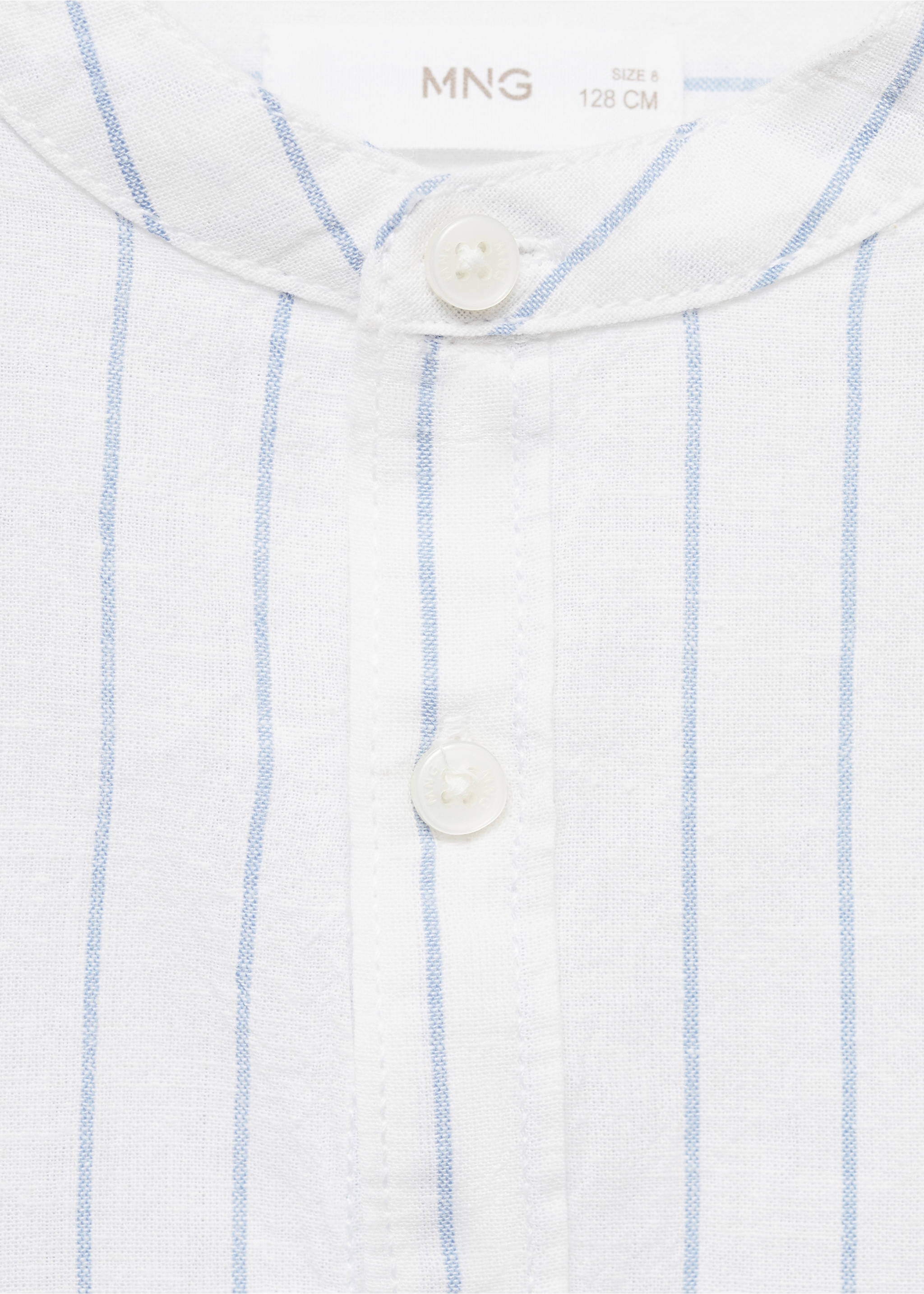 Streifenhemd mit Mao-Kragen - Detail des Artikels 8, Blau. Ref: 87095981-00.