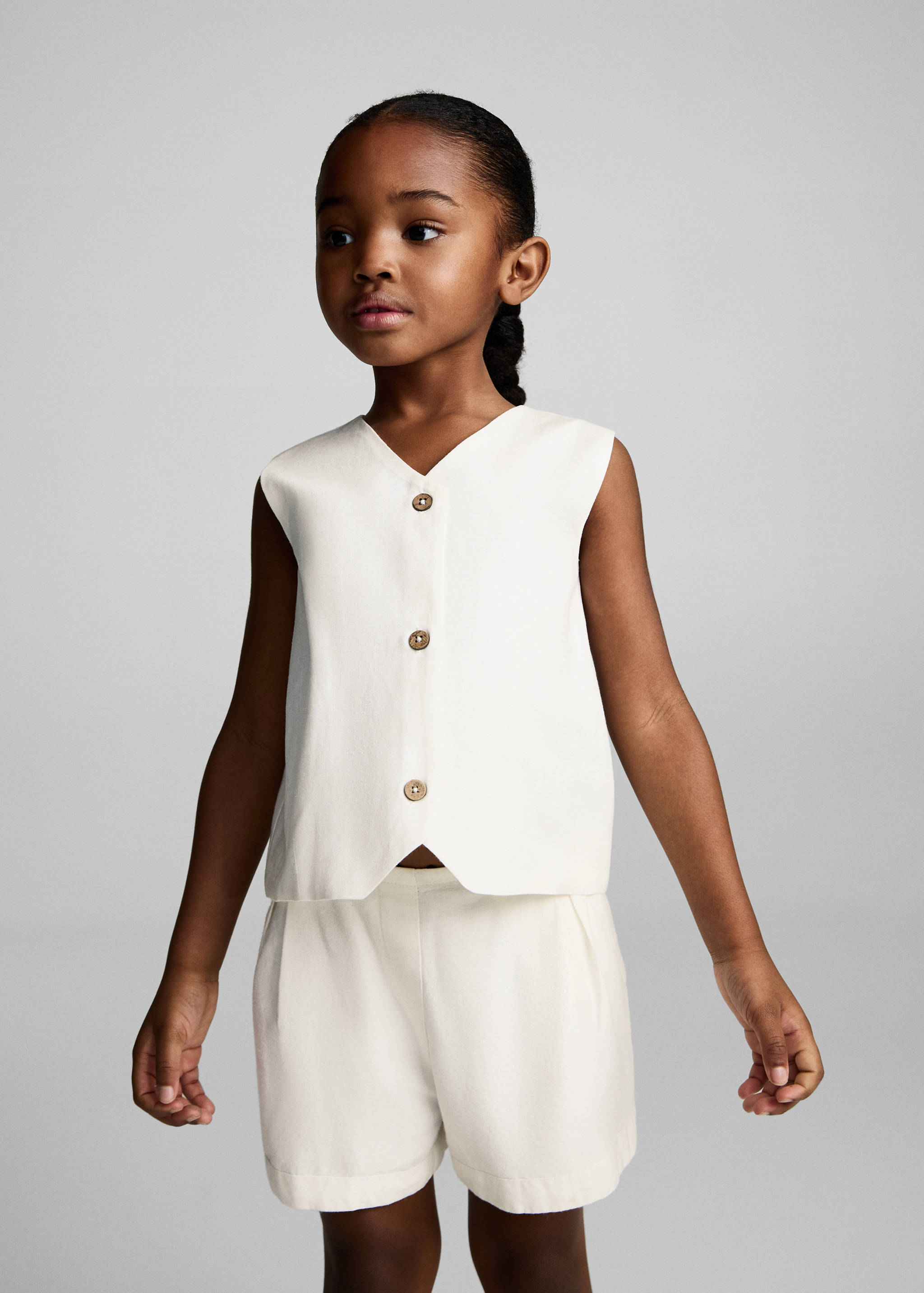 Geknöpfte Leinenweste - Mittlere Ansicht