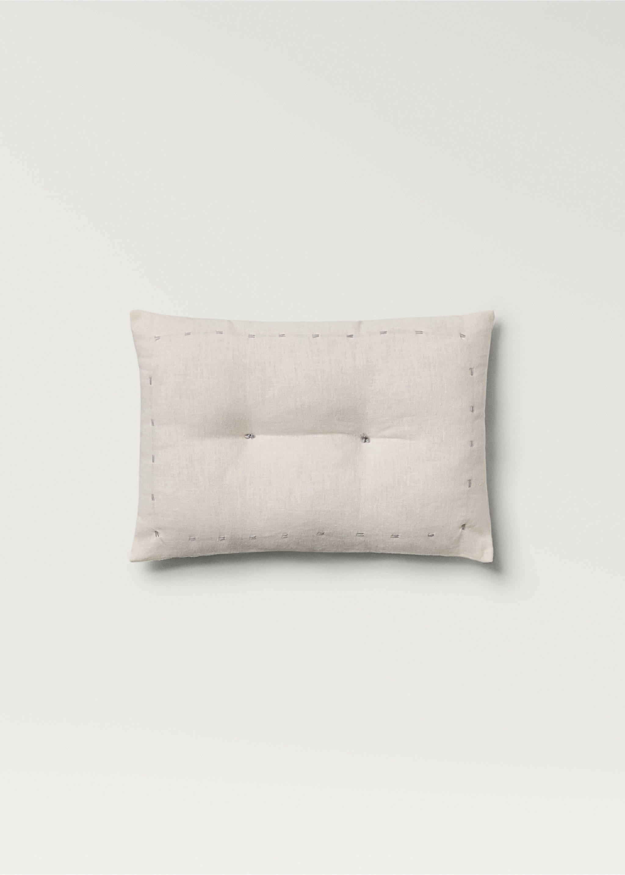 Dětský polštář z lněné bavlny s ozdobným prošitím 30x20 cm - Zboží bez modelu, Šedobílá. Ref: 87095985-00.