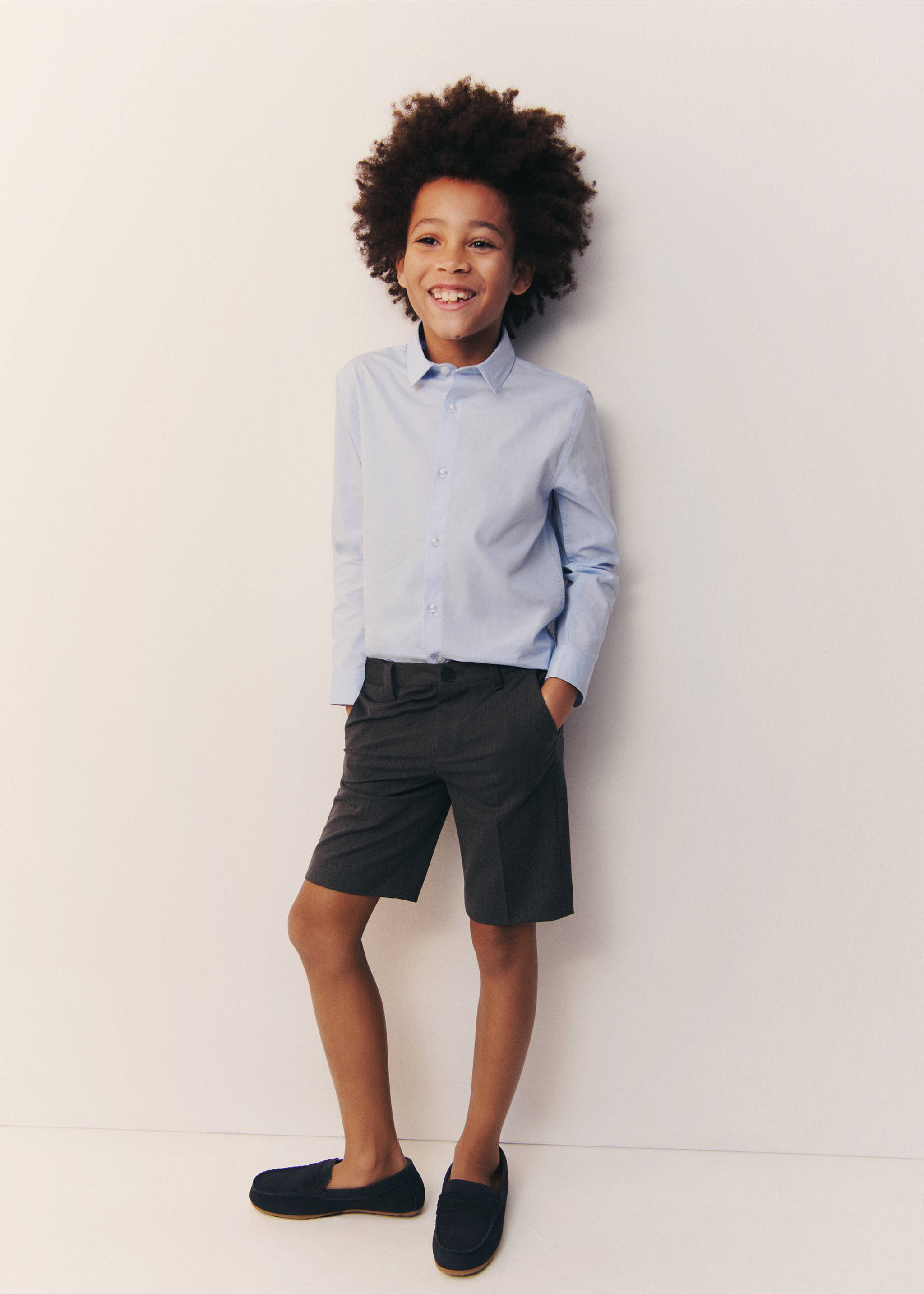 Taillenhohe Anzug-Bermudashorts - Detail des Artikels 5, Dunkelgrau meliert. Ref: 87096333-00.