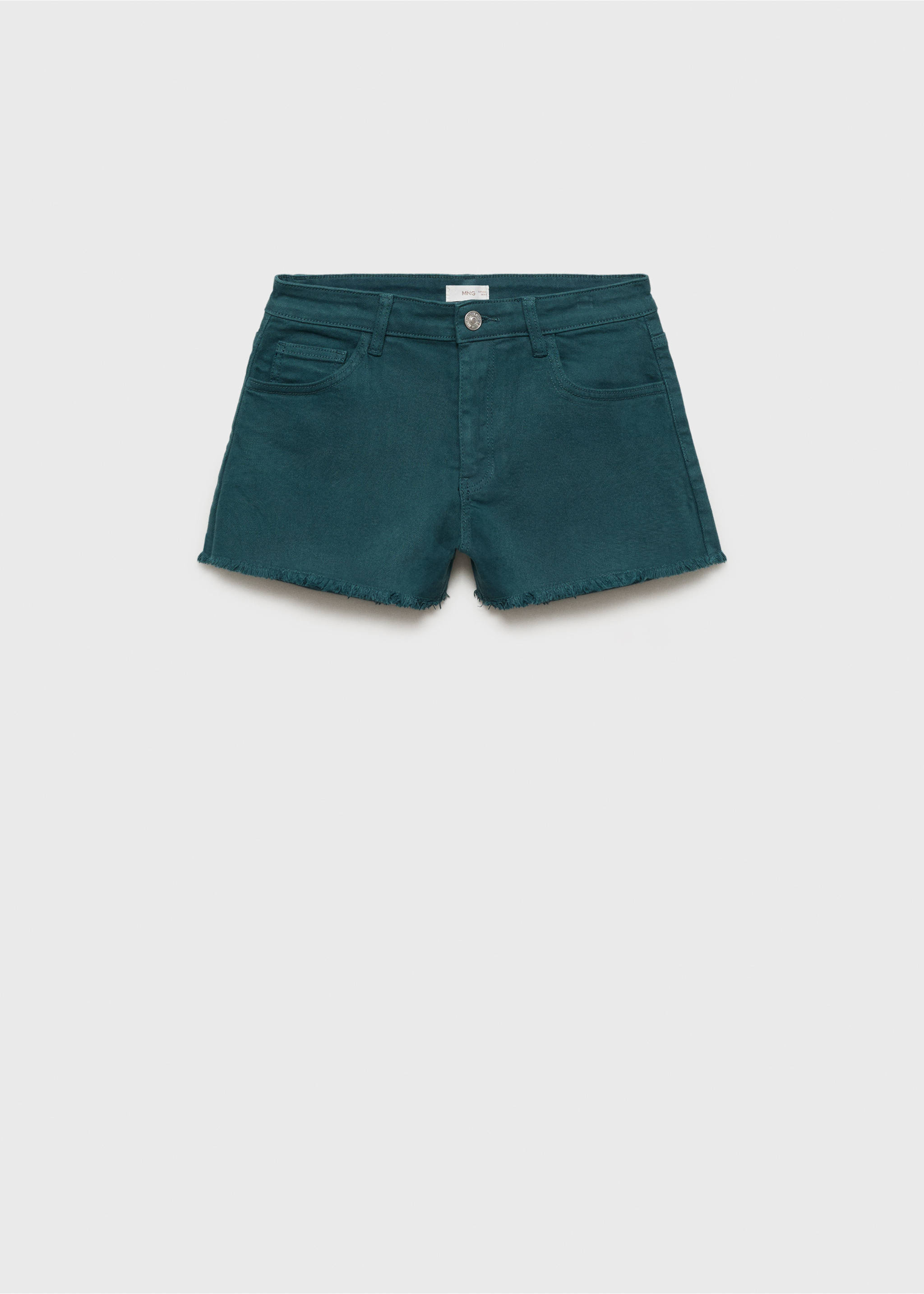 Jeansshorts mit ausgefranstem Saum - Artikel ohne Model, Petrolblau. Ref: 87096335-00.