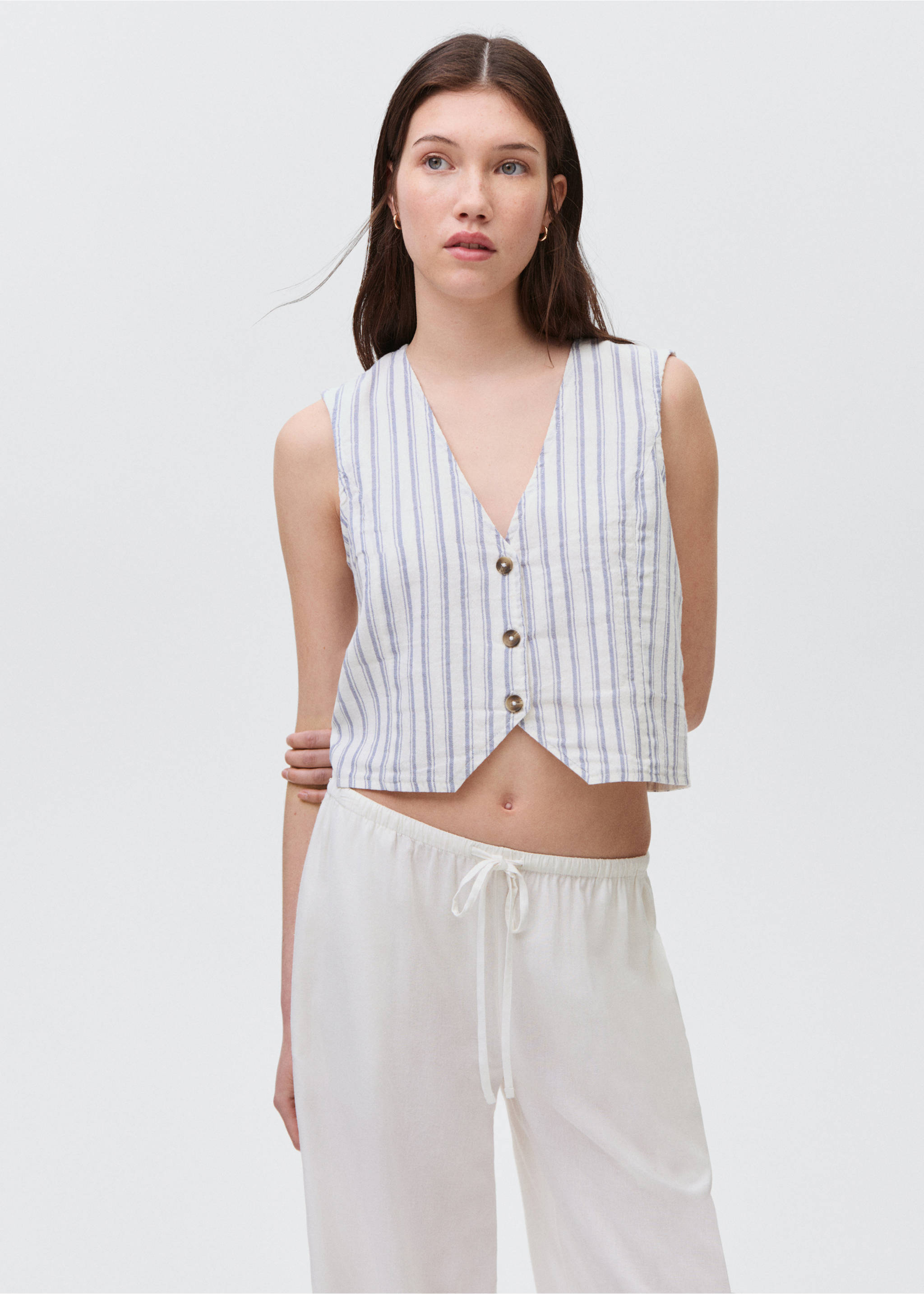 Armilla vestit ratlles - Pla mig, Blanc trencat. Ref: 87096337-00.