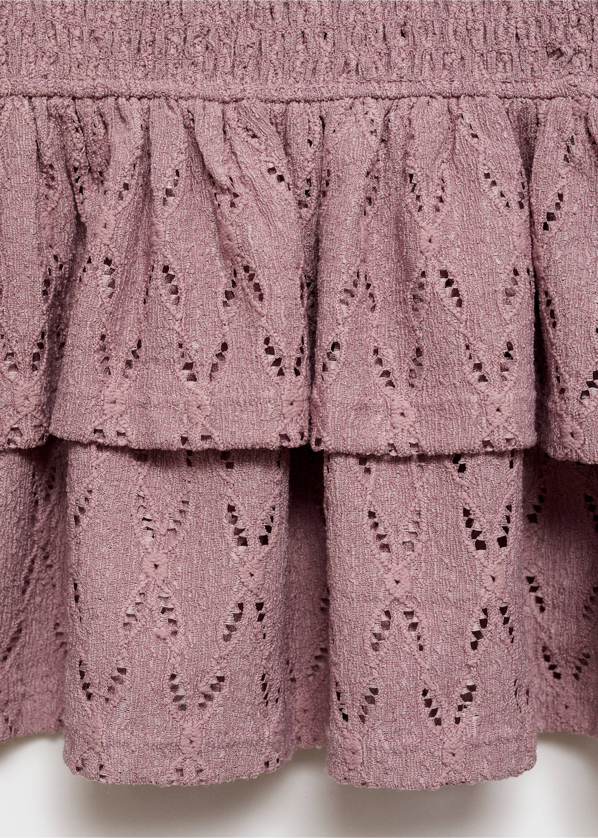 Ruched short dress with flounce hem - Details of the article 0, Pastel Pink. Ref: 87096339-00.