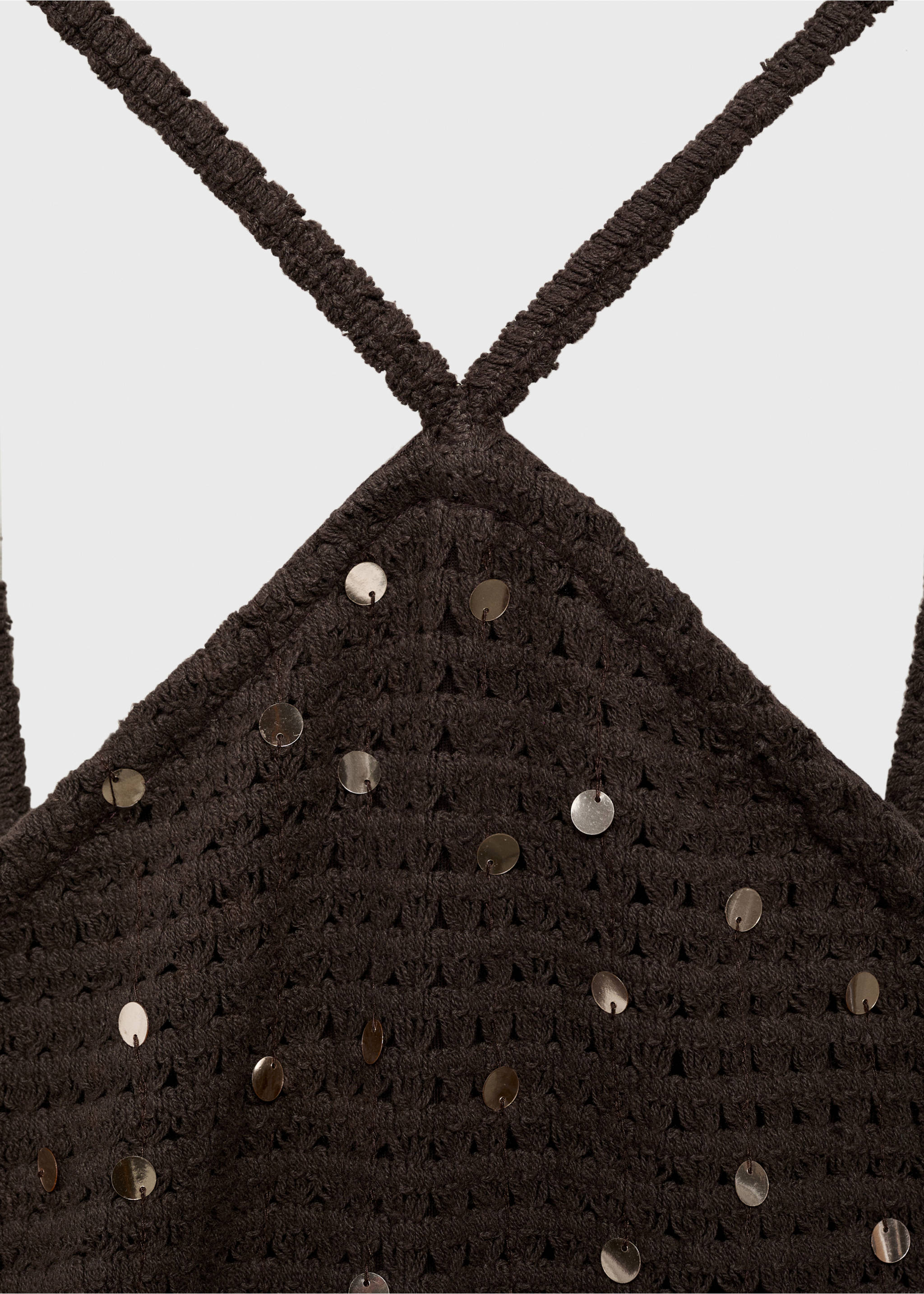 Vestido crochet lentejuelas - Detalle del artículo 8, Marrón. Ref: 87096340-00.