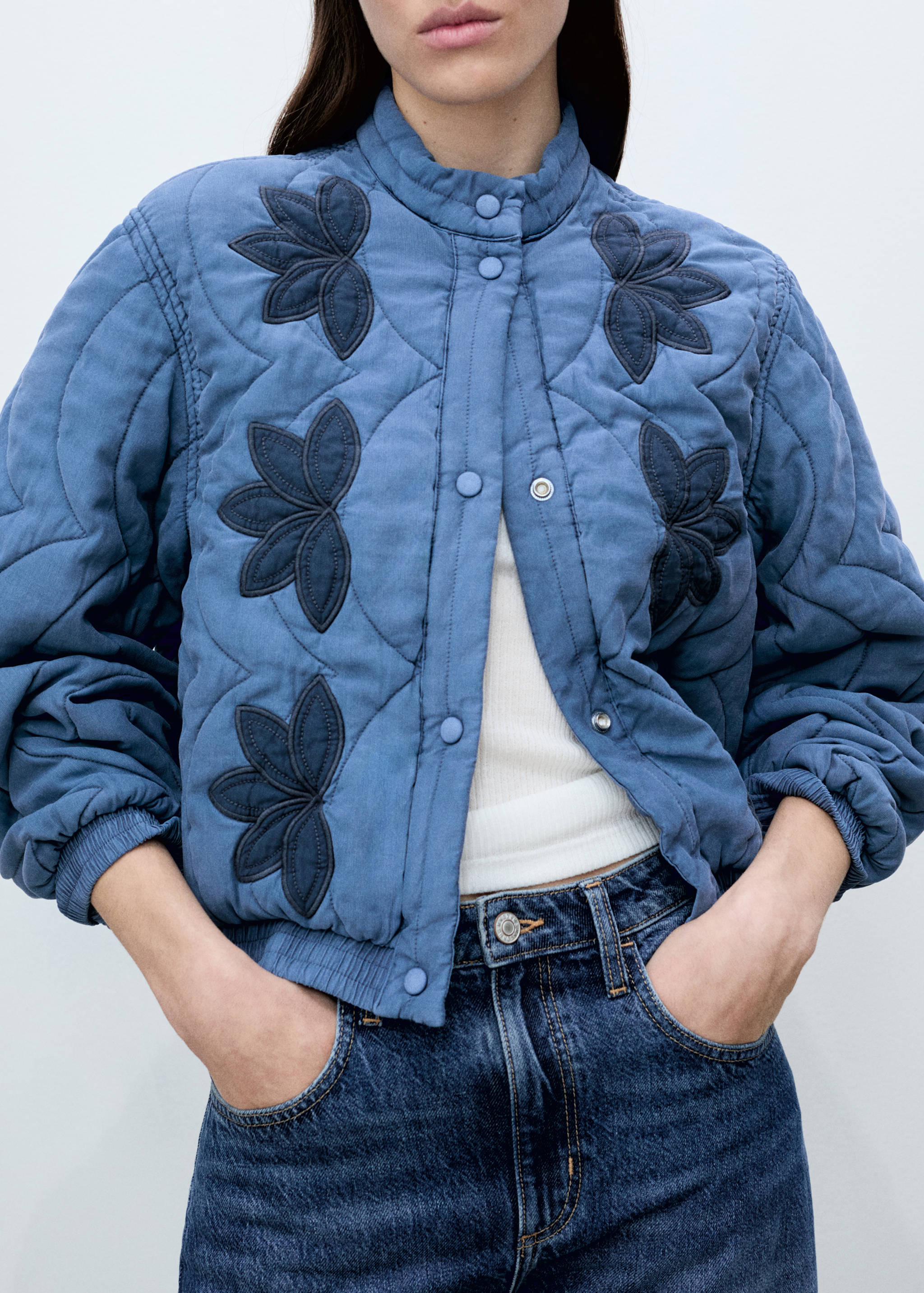 Floral-embroidered padded jacket - Details of the article 6