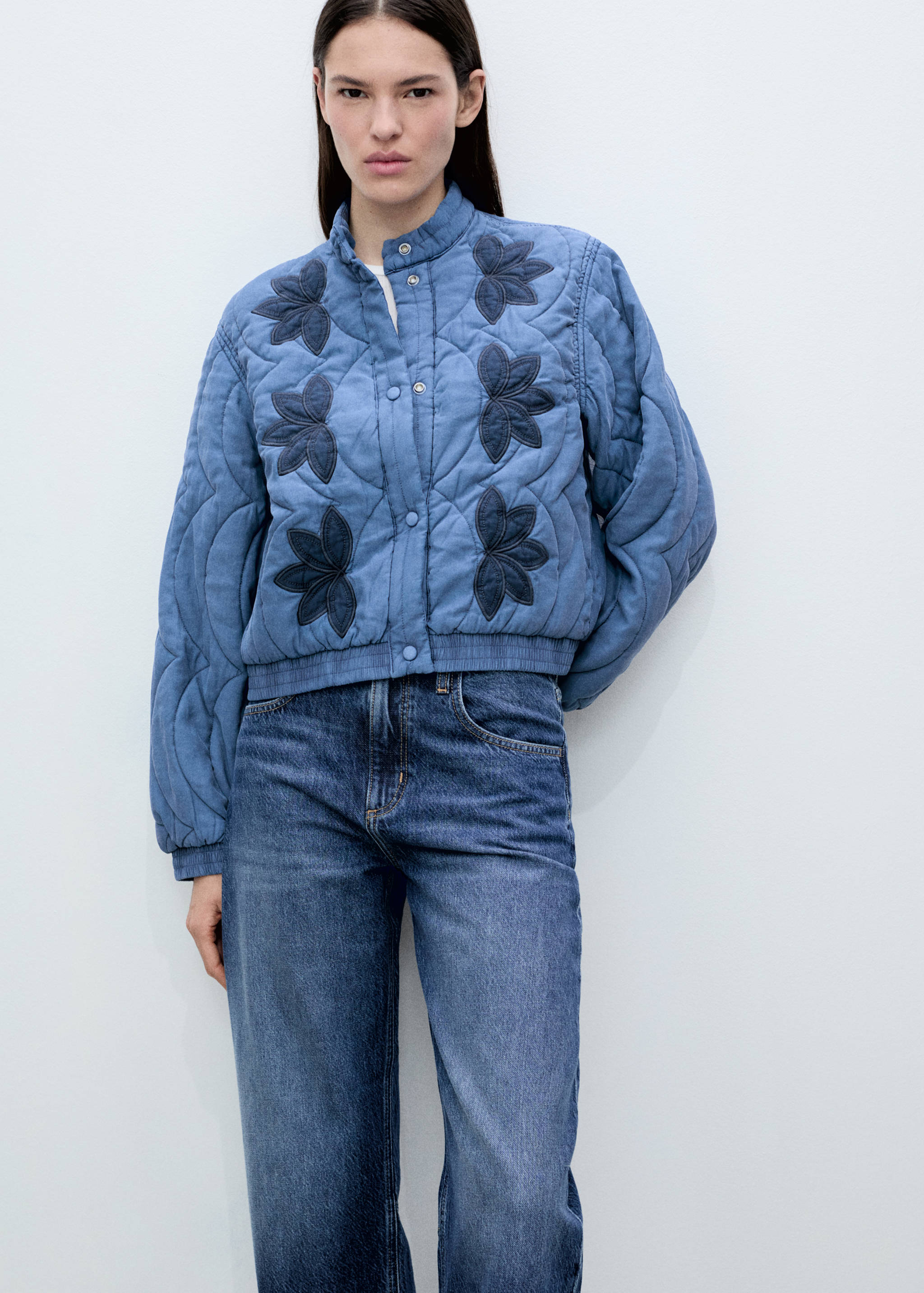 Floral-embroidered padded jacket - Details of the article 2
