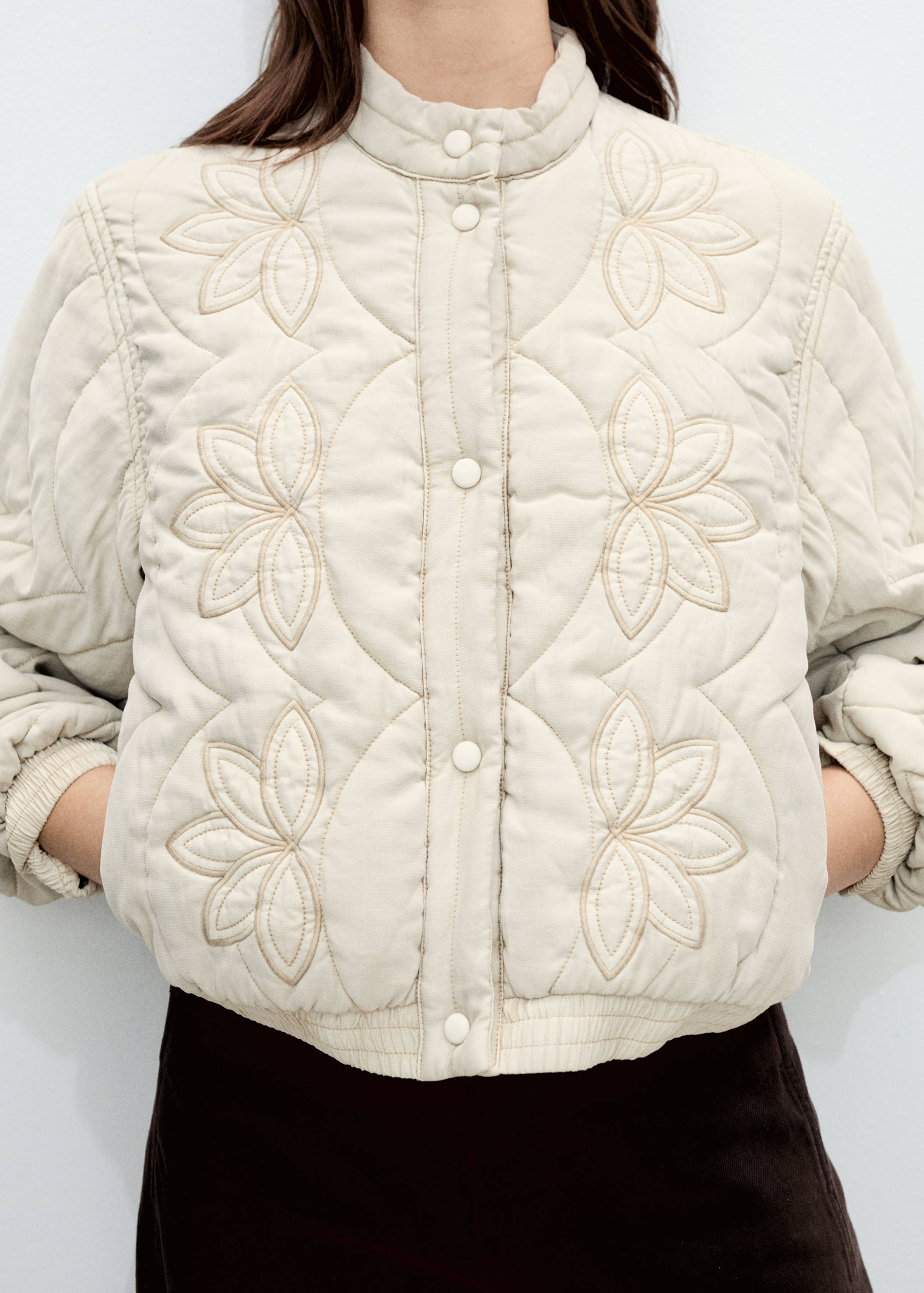 Floral-embroidered padded jacket - Details of the article 6