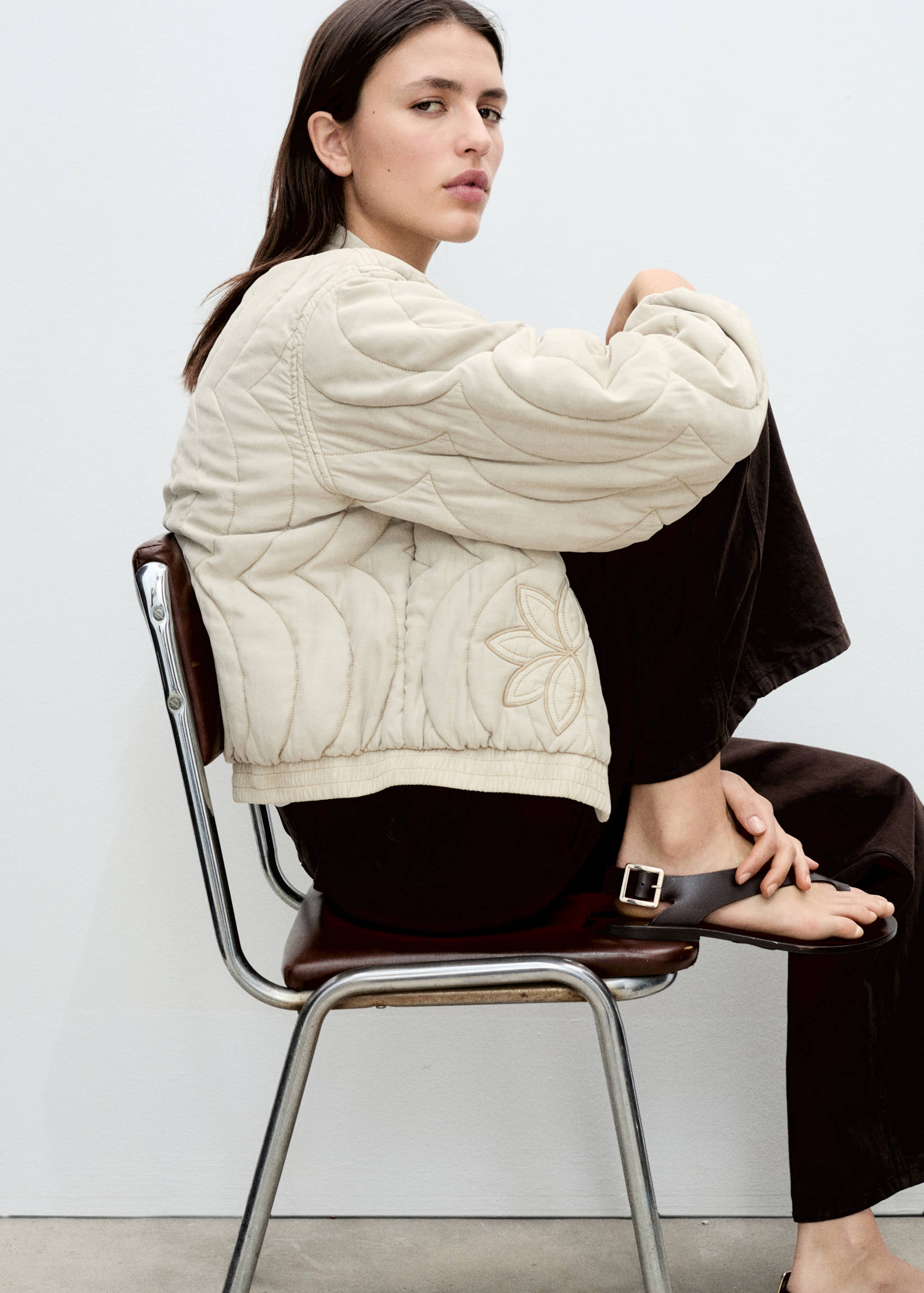 Floral-embroidered padded jacket - Details of the article 2