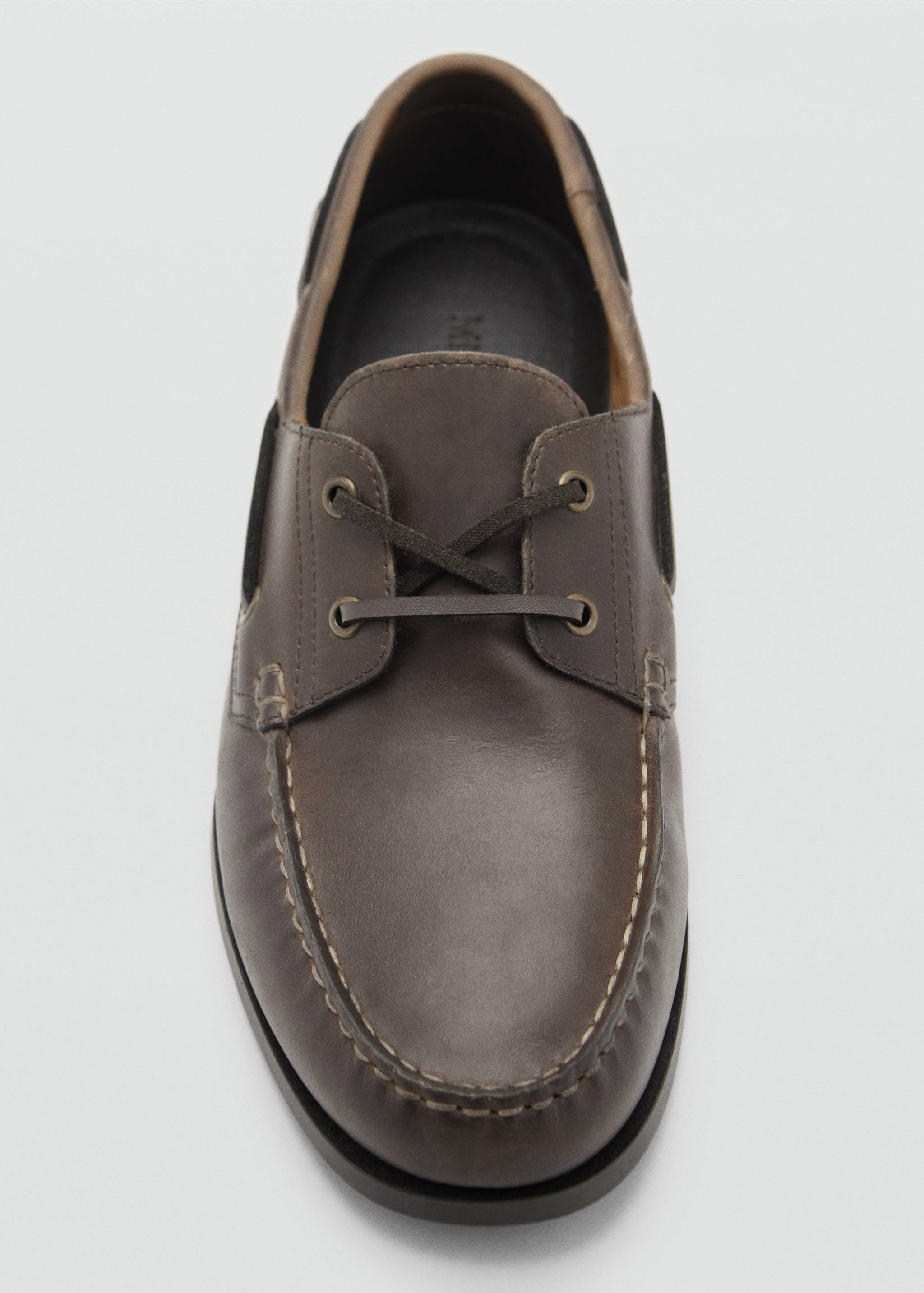 Leather nautical shoes - Details of the article 3, Brown. Ref: 87096343-00.