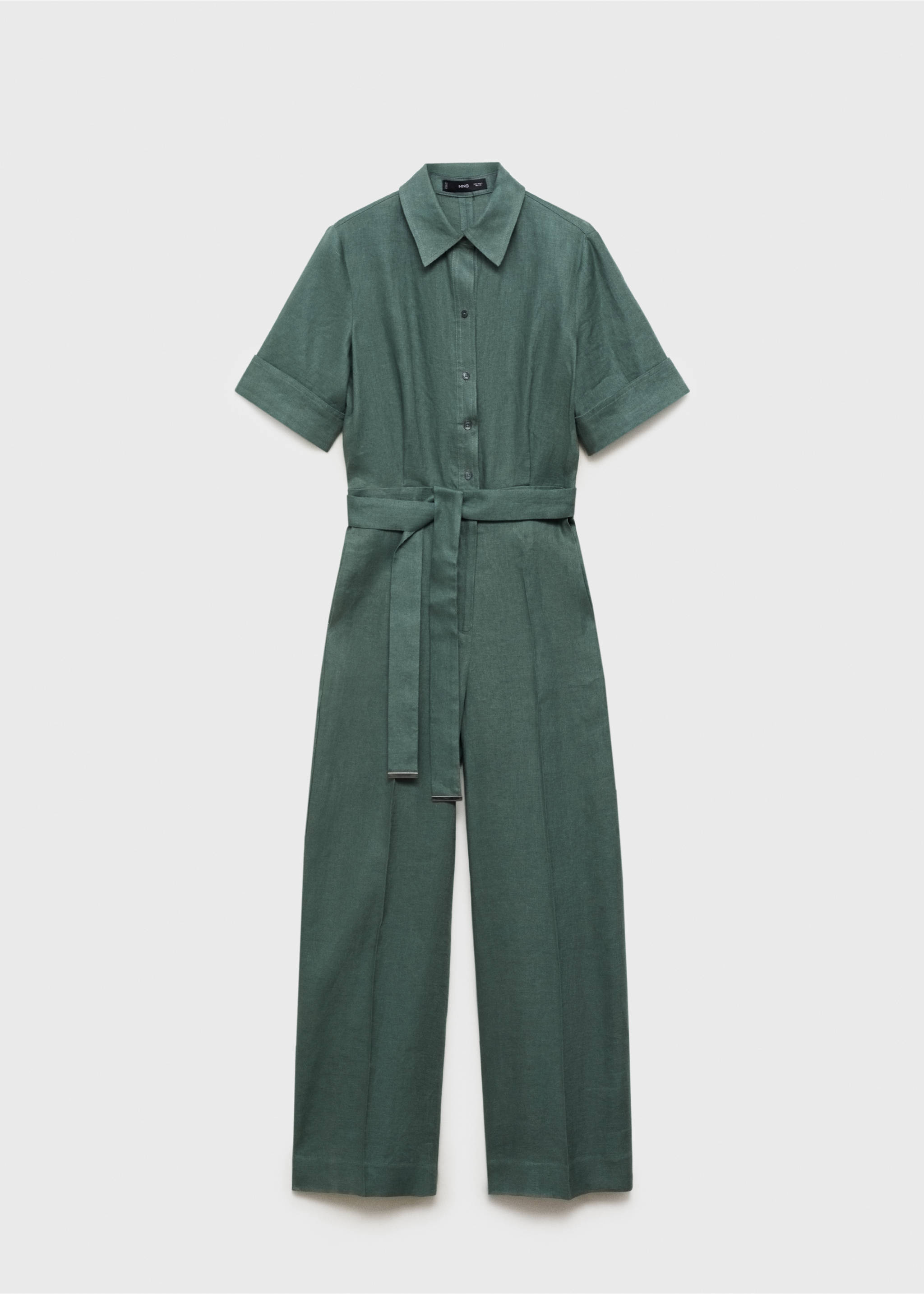 Linen shirt jumpsuit - Article without model, Forest Green. Ref: 87096349-00.