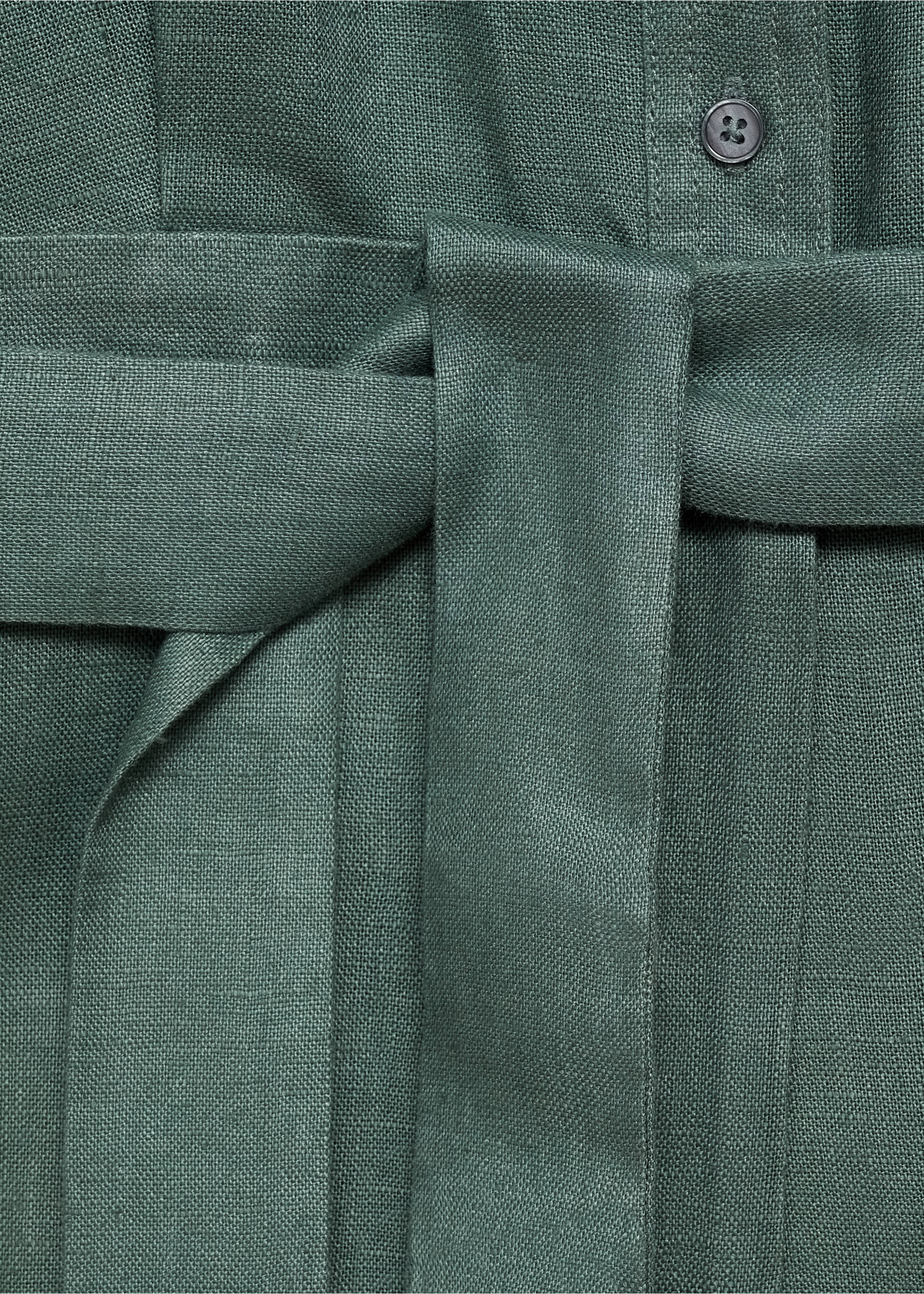 Linen shirt jumpsuit - Details of the article 8, Forest Green. Ref: 87096349-00.