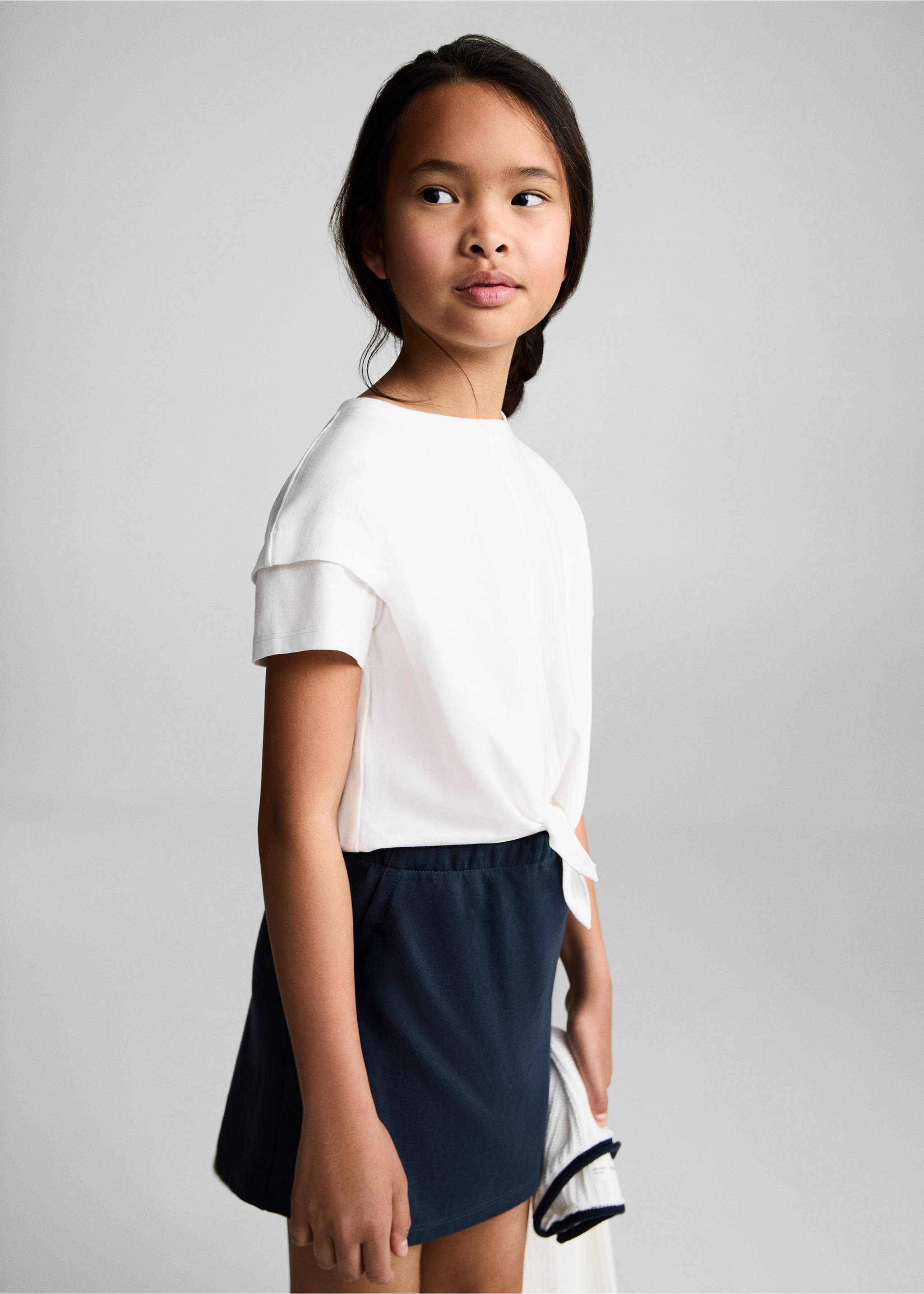 Cotton skort - Medium plane, Dark Navy. Ref: 87096350-00.