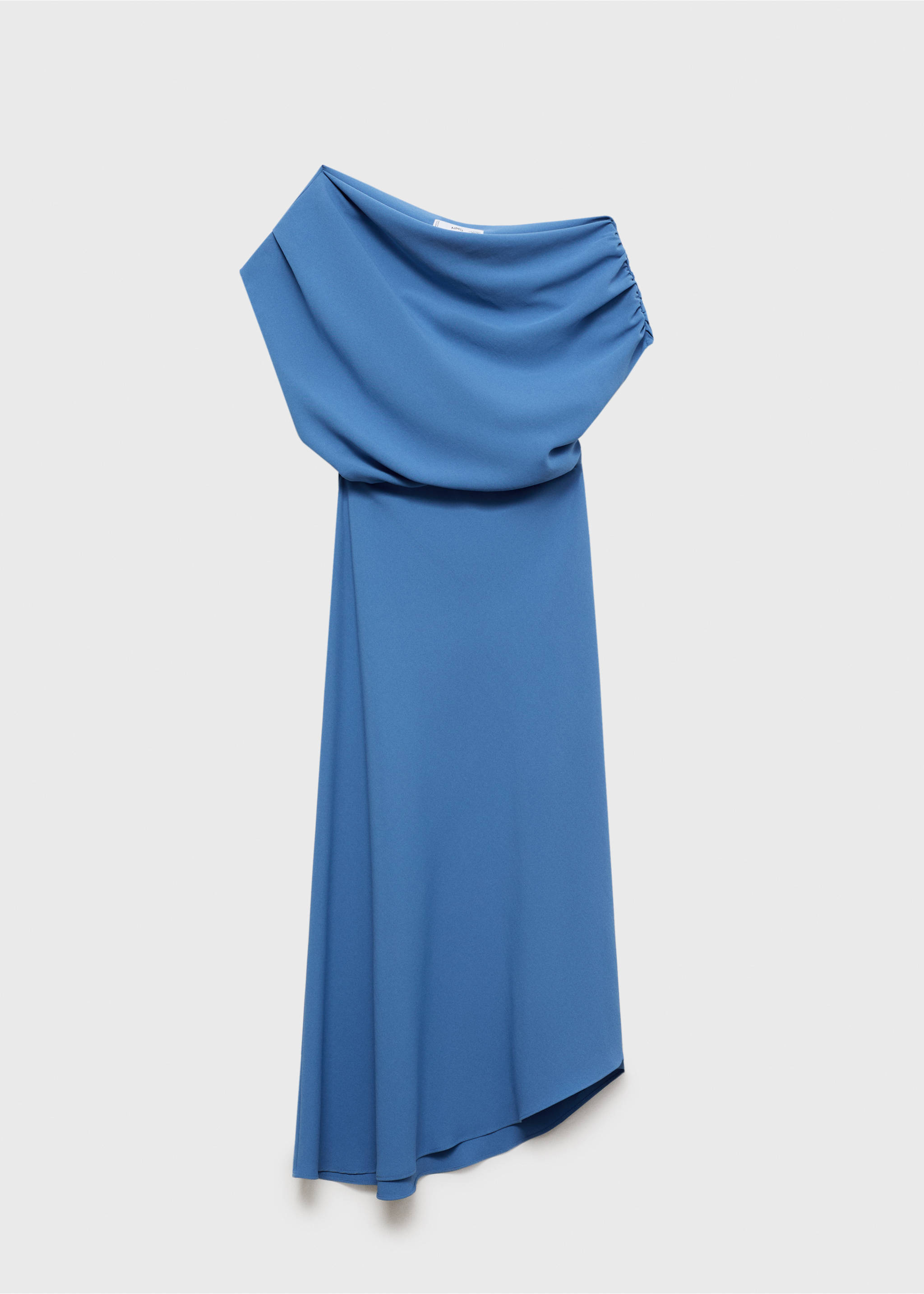 Asymmetrical-neck midi-dress - Article without model, Blue. Ref: 87096352-00.