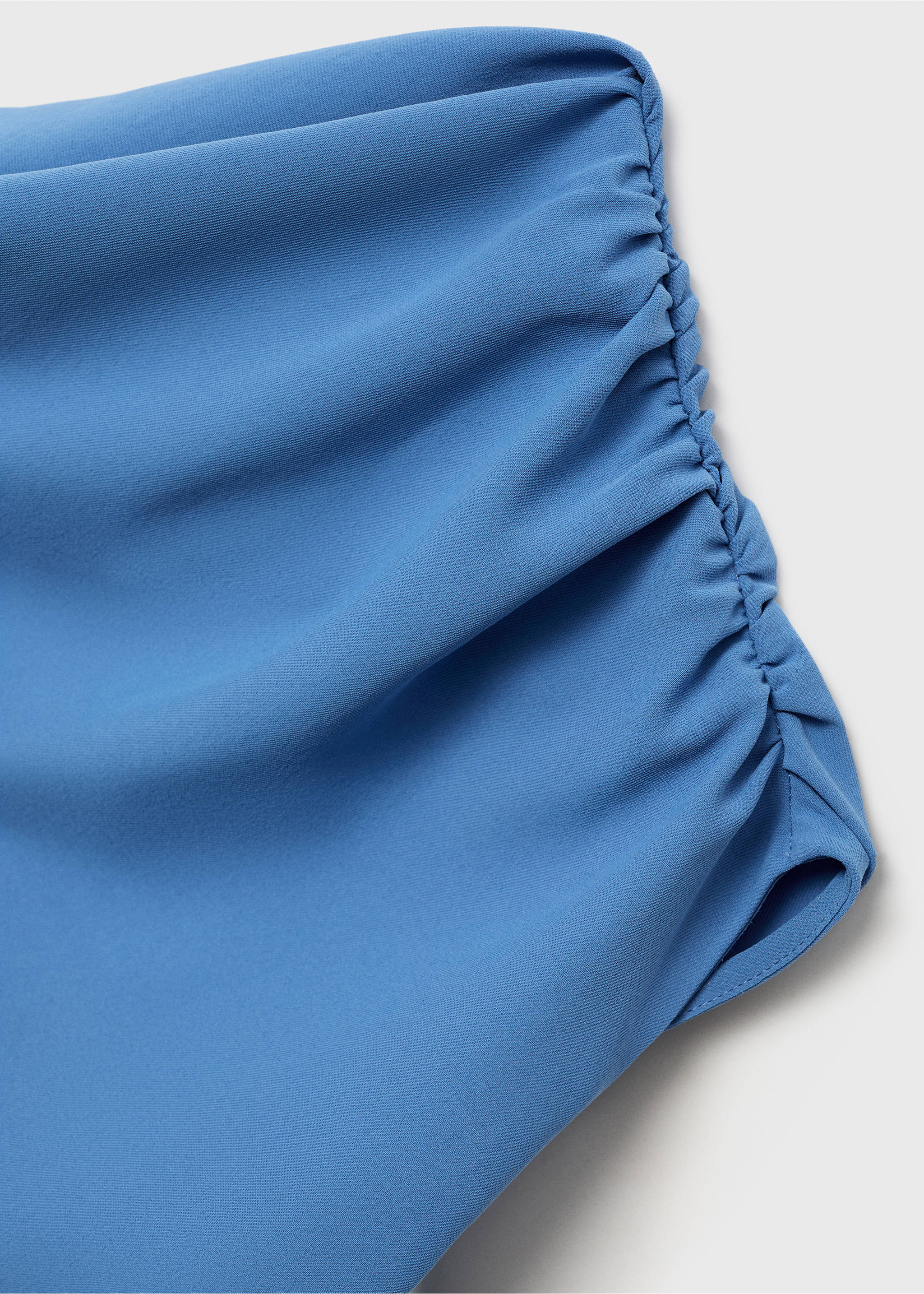 Asymmetrical-neck midi-dress - Details of the article 8, Blue. Ref: 87096352-00.