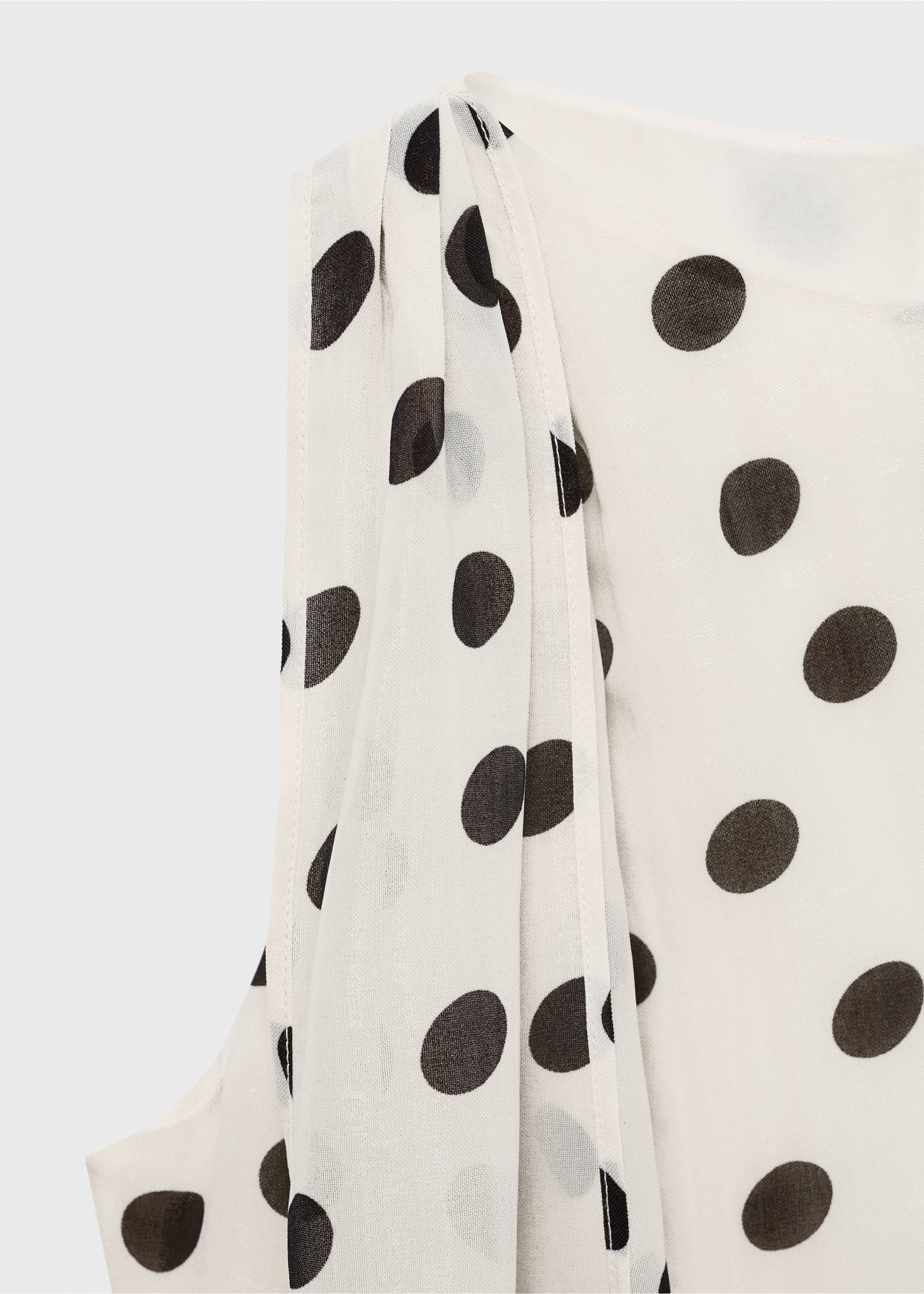 Polka-dot wrap-neck blouse - Details of the article 8, Off White. Ref: 87096354-00.