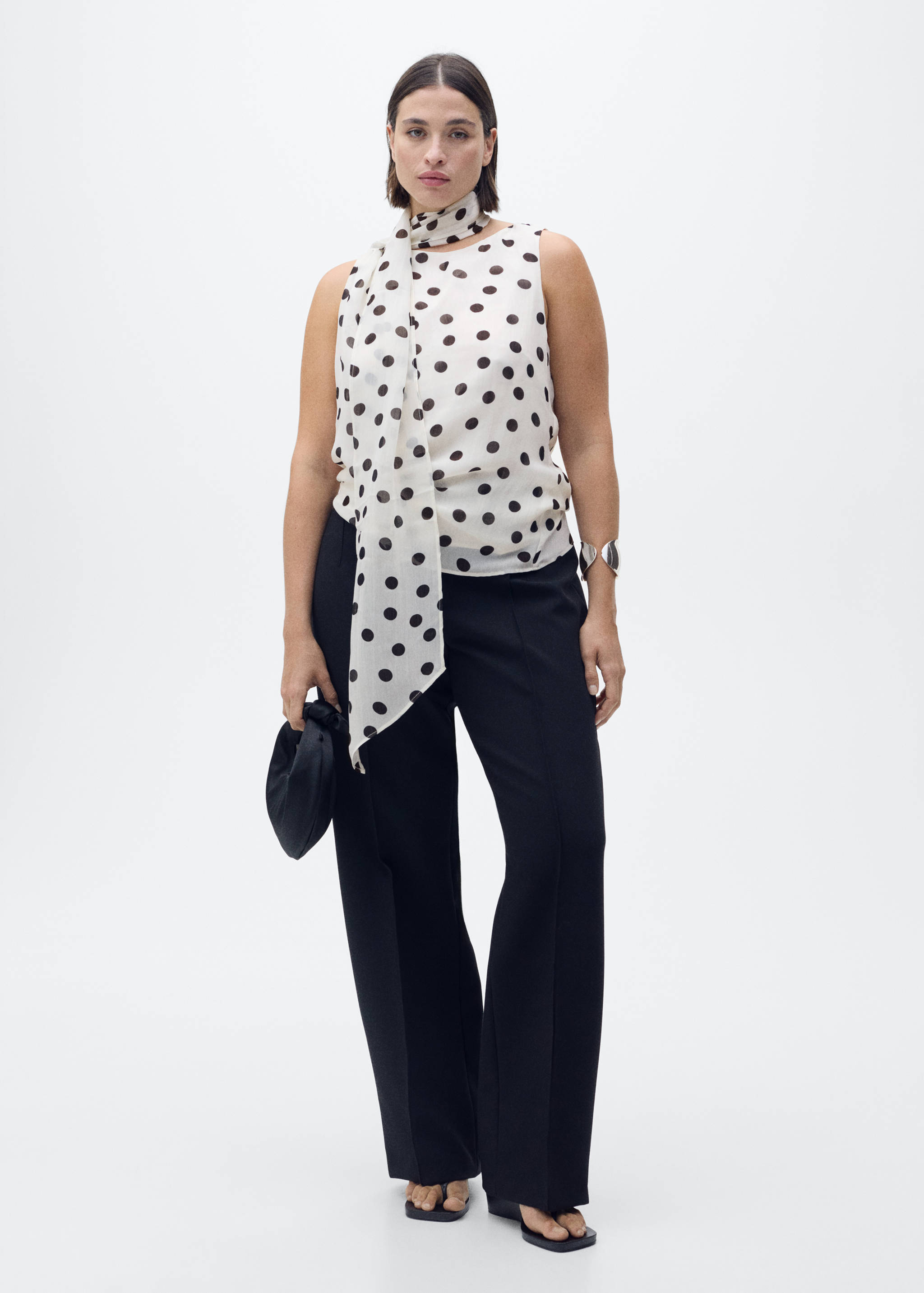 Polka-dot wrap-neck blouse - Details of the article 3