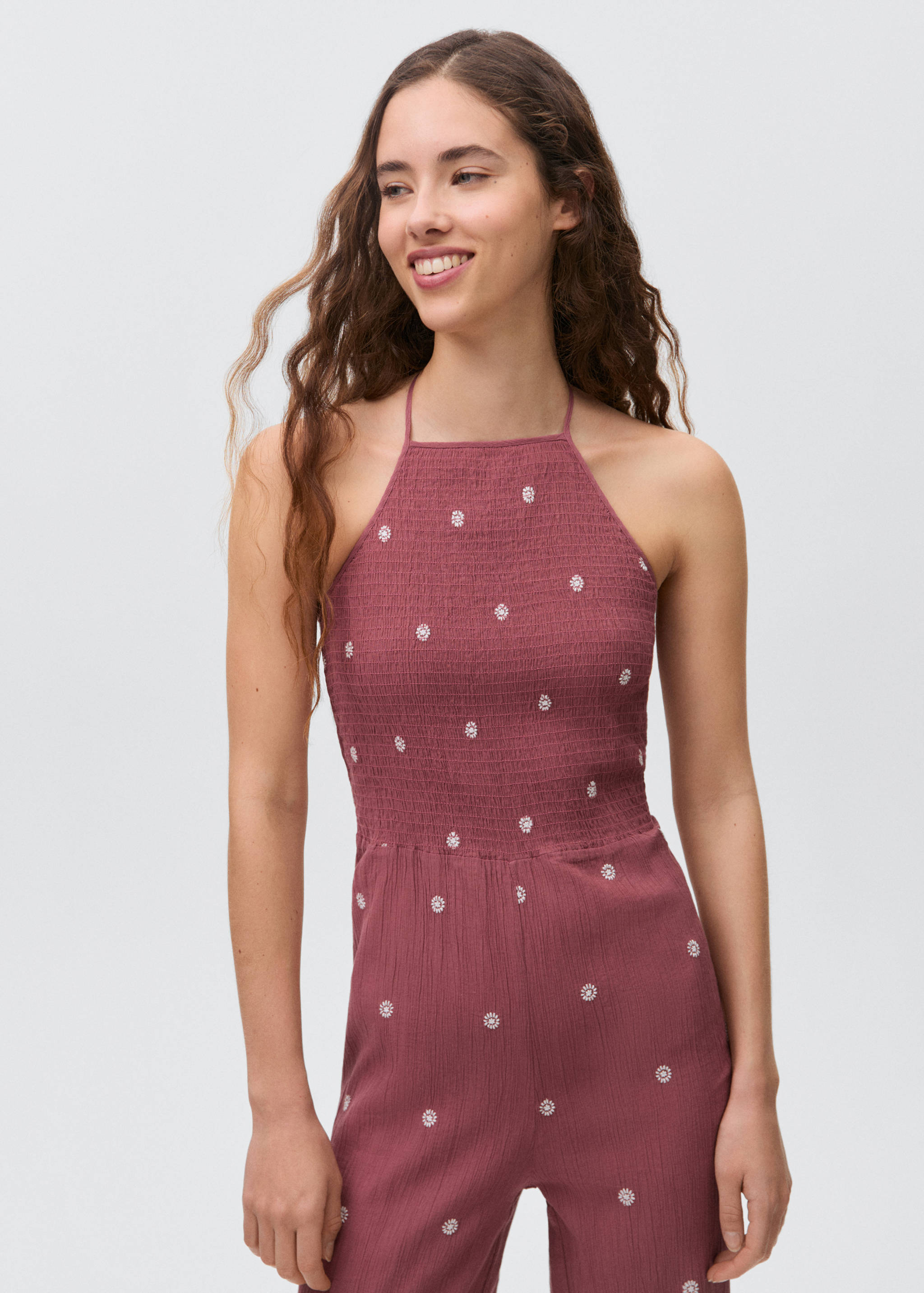 Lange geborduurde jumpsuit - Middenvlak