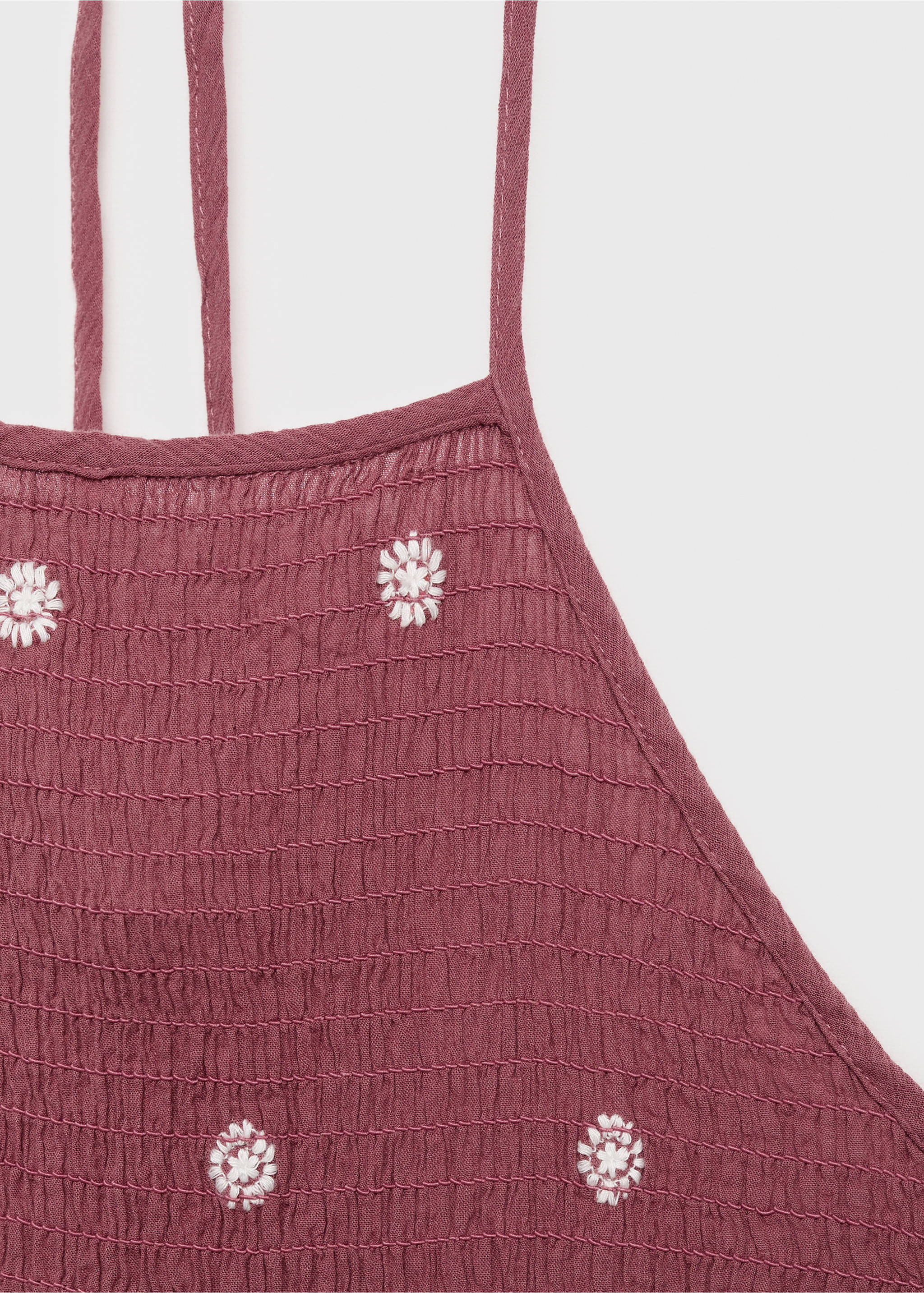 Lange geborduurde jumpsuit - Detail van het artikel 0, Donkerrood. Ref: 87096355-00.