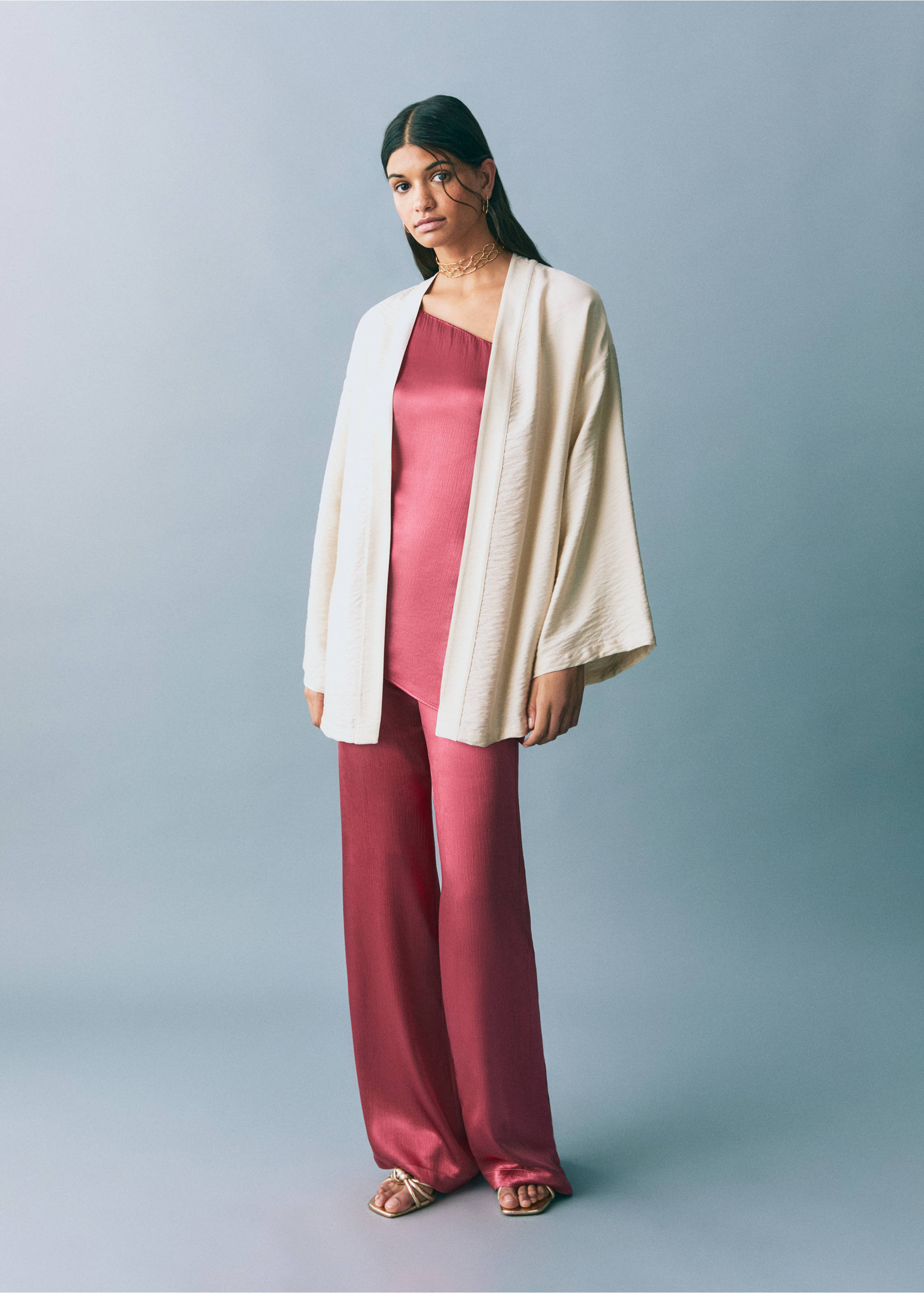 Chaqueta estilo kimono - Plano general, Gris claro/pastel. Ref: 87096361-00.