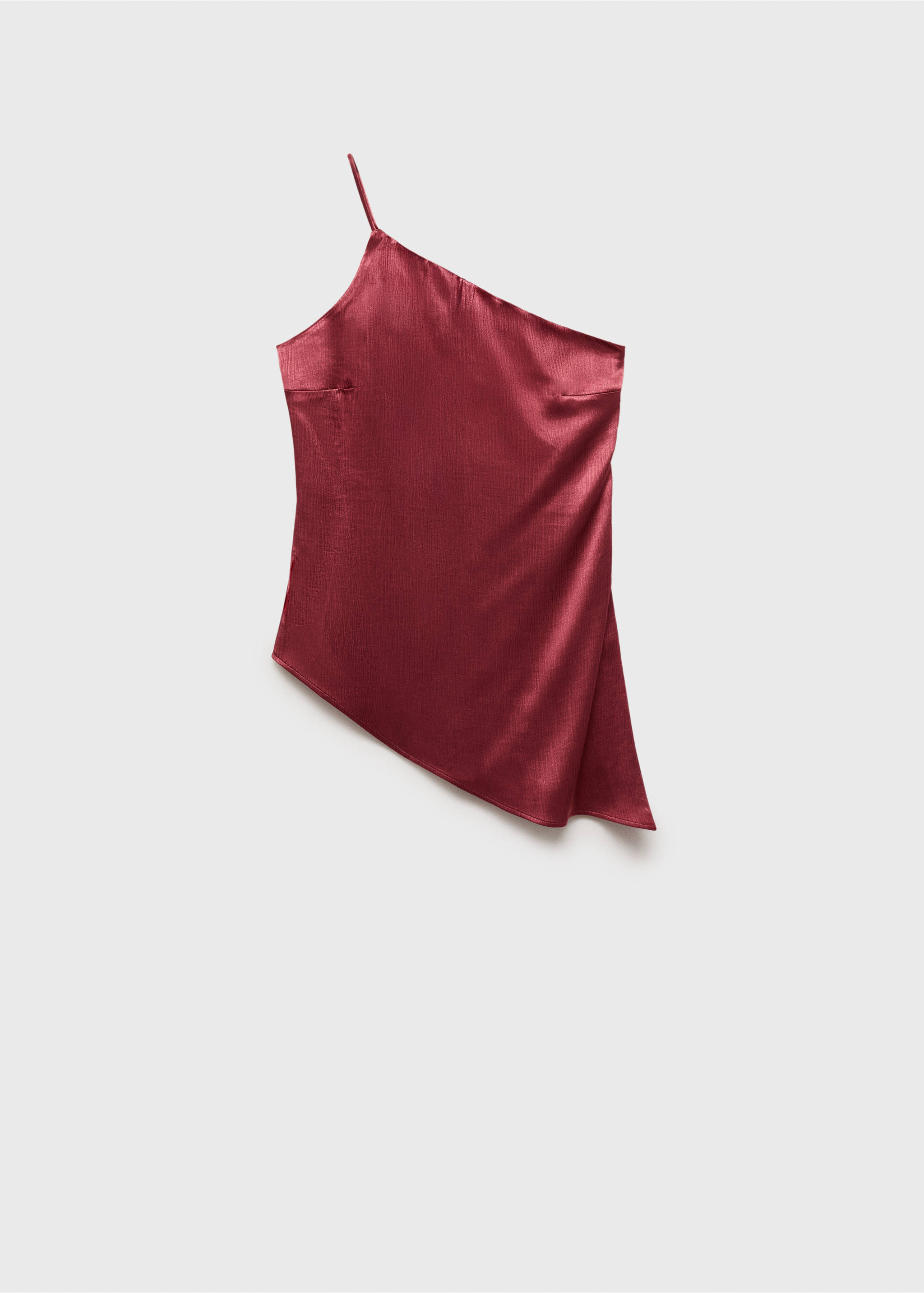 Asymmetrical satin top - Article without model, Strawberry. Ref: 87096364-00.