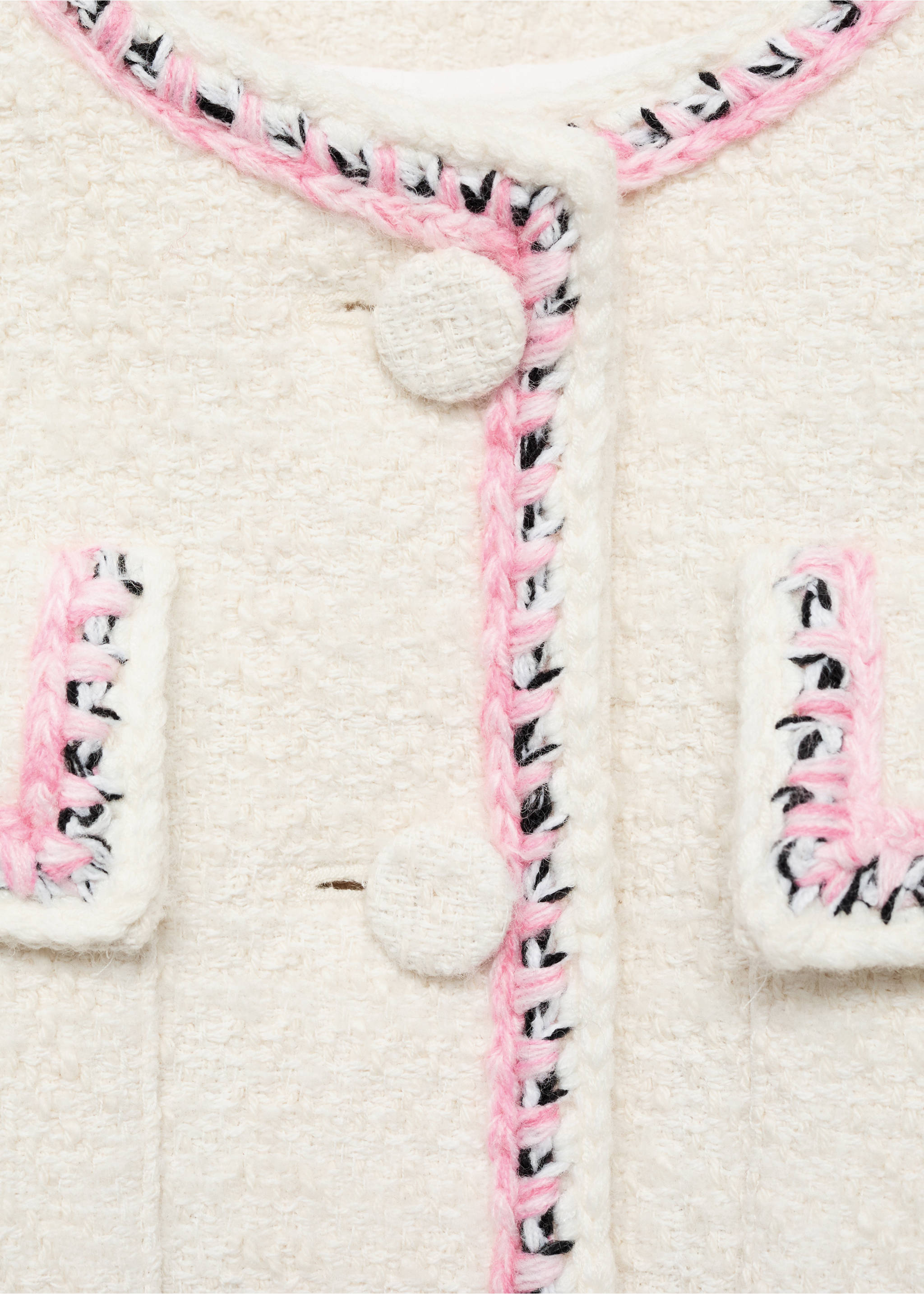 Veste tweed liserés contrastants - Détail de l'article 8, Écru. Ref: 87096373-00.