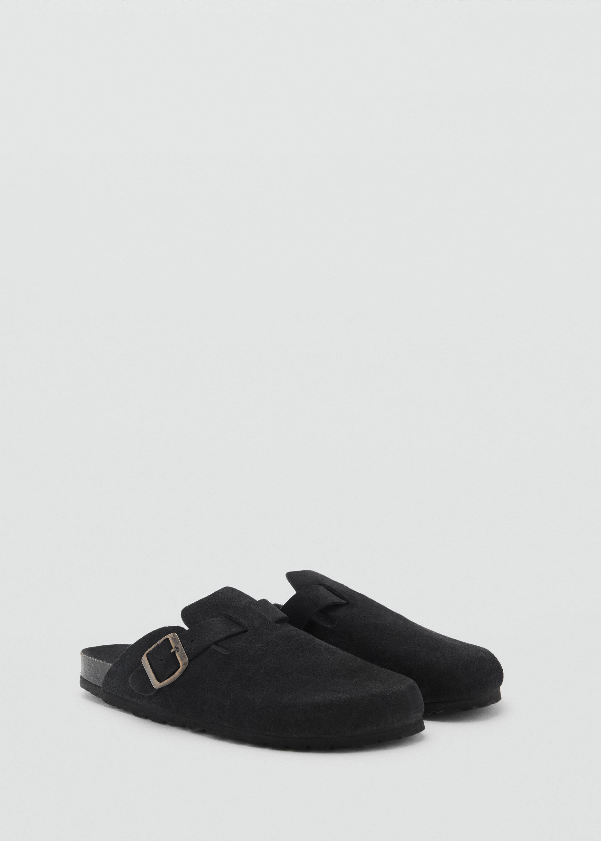 Suede leather clogs - Medium plane, Black. Ref: 87096374-00.