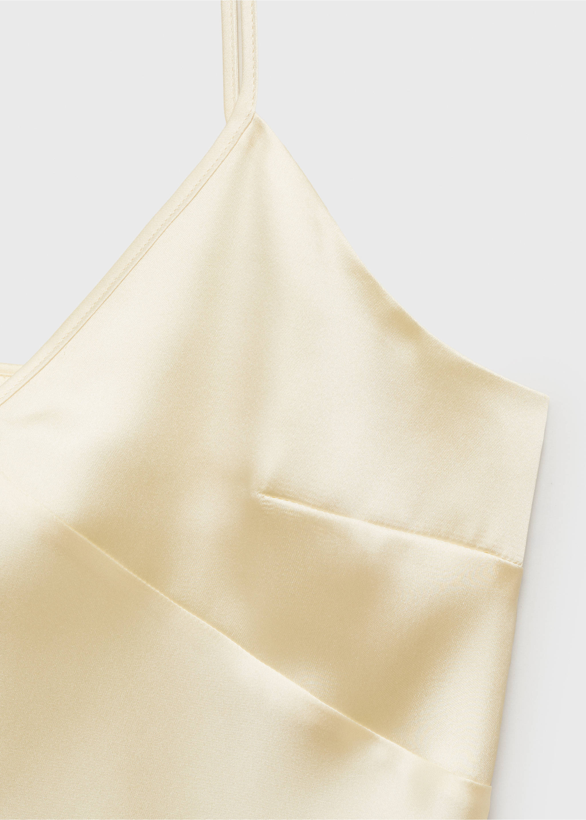 V-neck satin top - Details of the article 8, Ecru. Ref: 87096710-00.