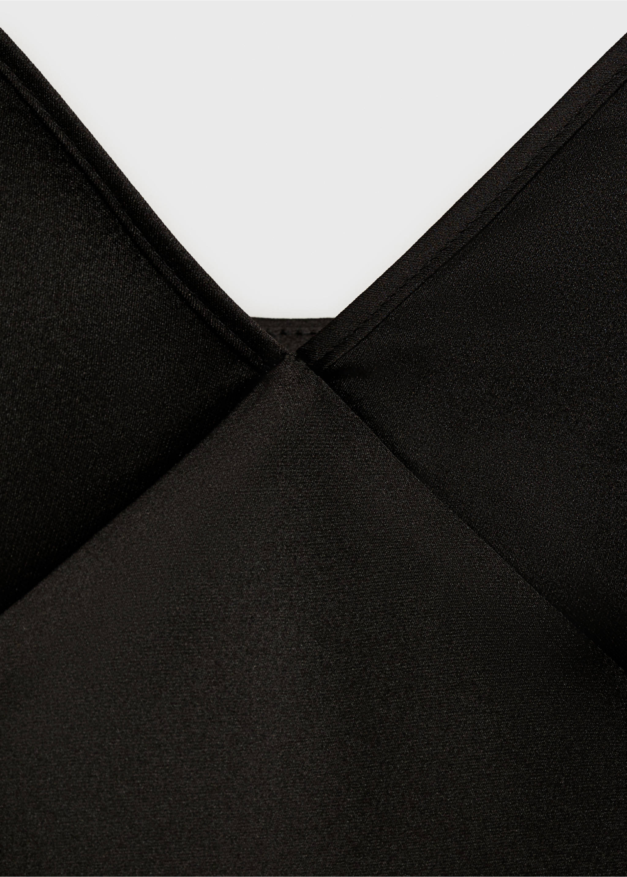 V-neck satin top - Details of the article 0, Black. Ref: 87096710-00.