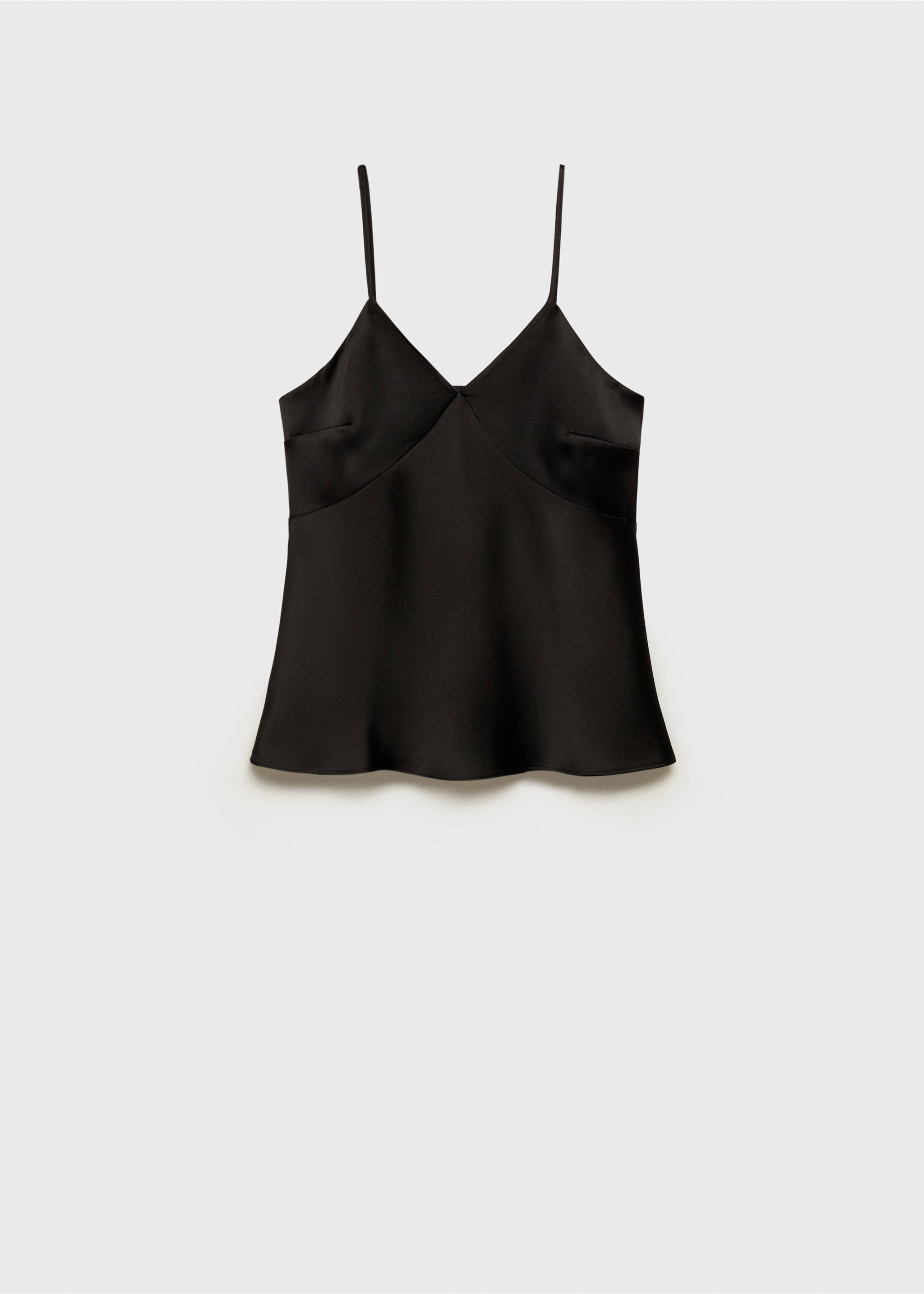 V-neck satin top - Article without model, Black. Ref: 87096710-00.