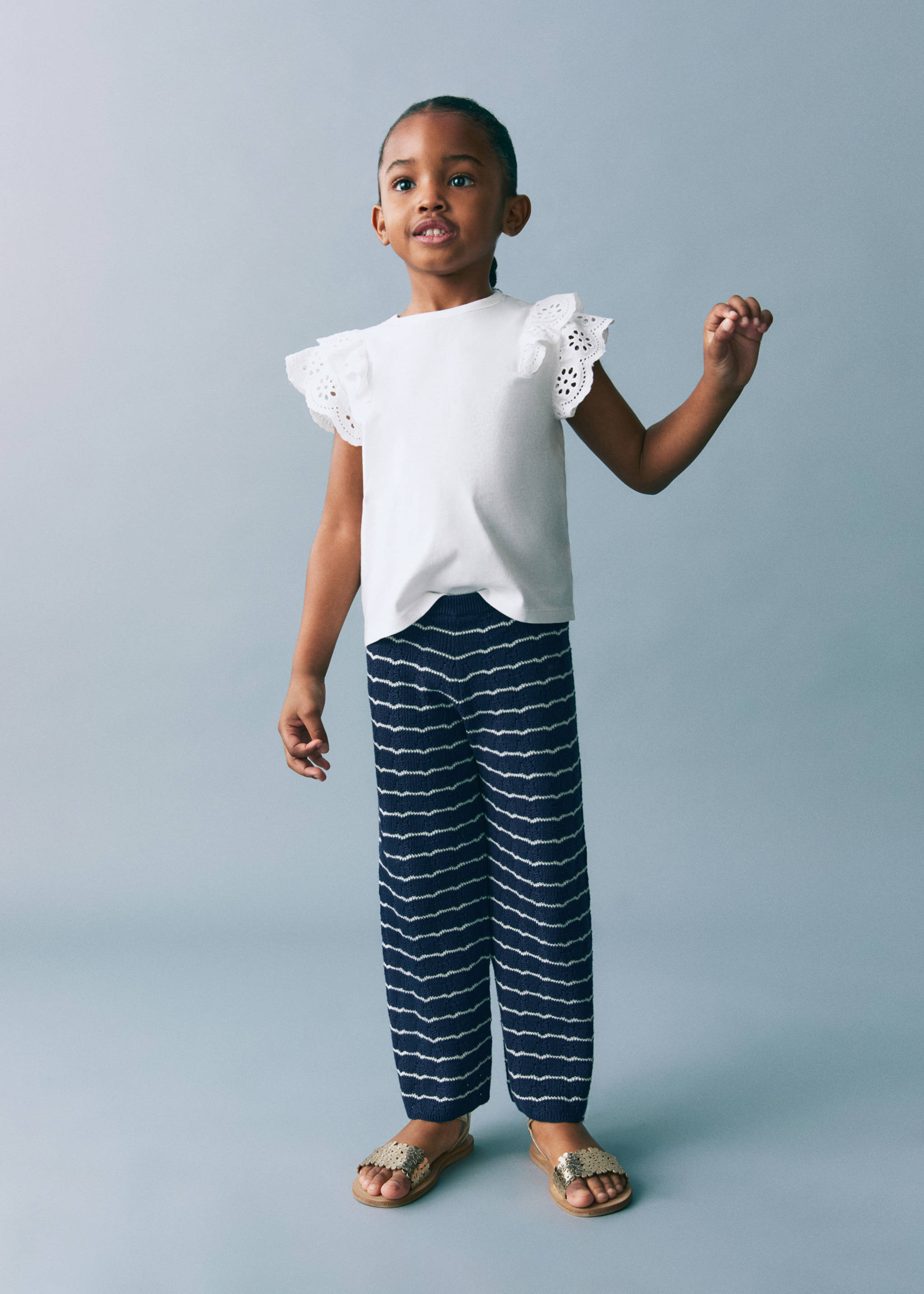 Striped openwork knit pants - General plane