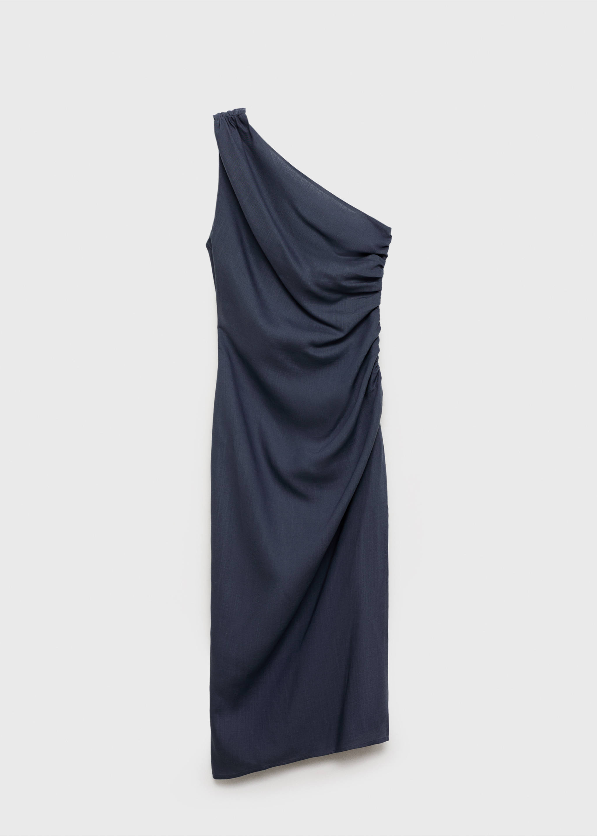 Asymmetrisches Kleid mit gerafften Details - Artikel ohne Model, Indigoblau. Ref: 87096715-00.