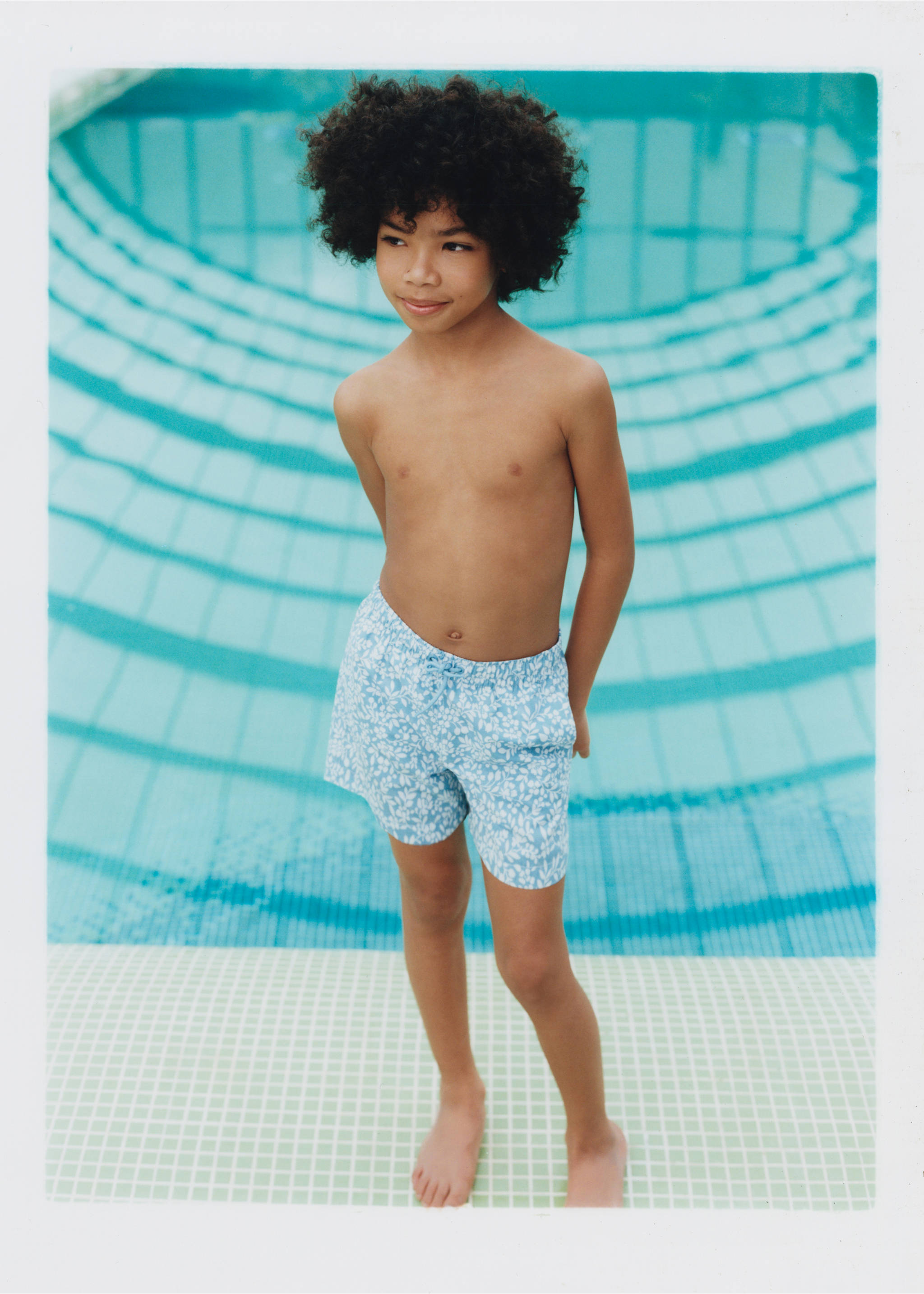 Floral print swimsuit - Details of the article 5, Sky Blue. Ref: 87096721-00.