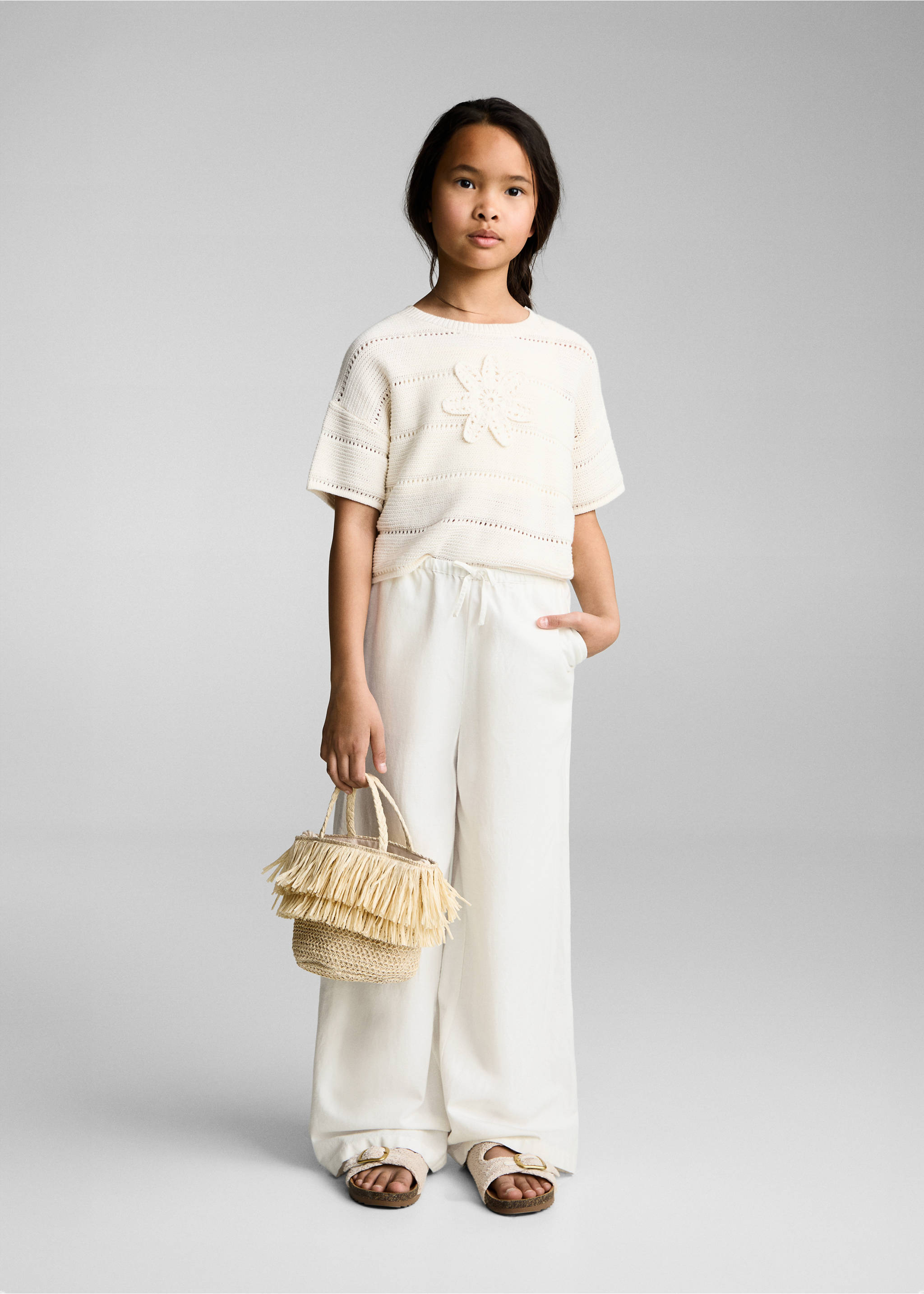 Cotton linen-blend trousers - General plane, White. Ref: 87097161-00.